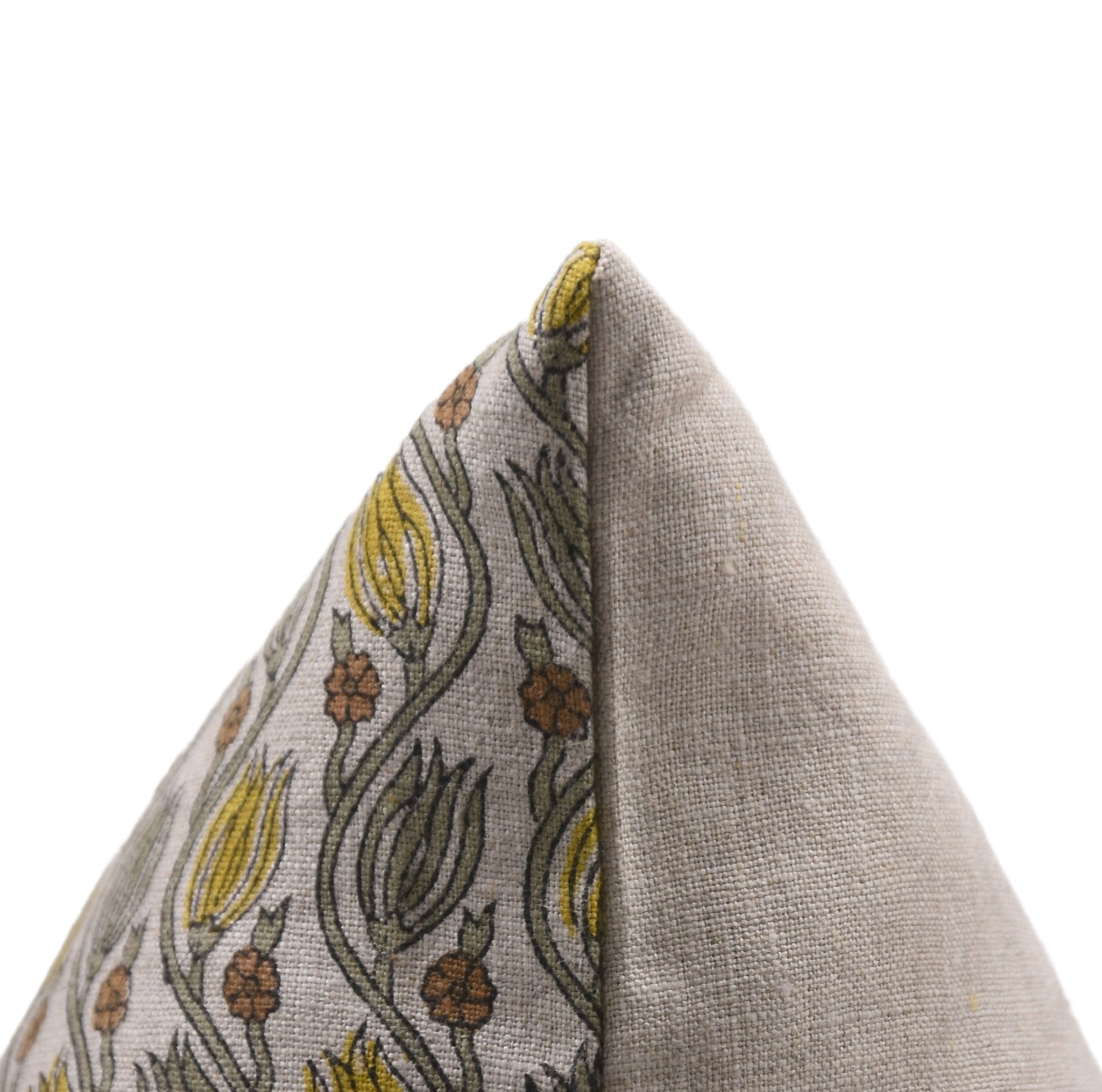 Thick linen boho pillow cover with block print design - KER SANGRI - Fabdivine