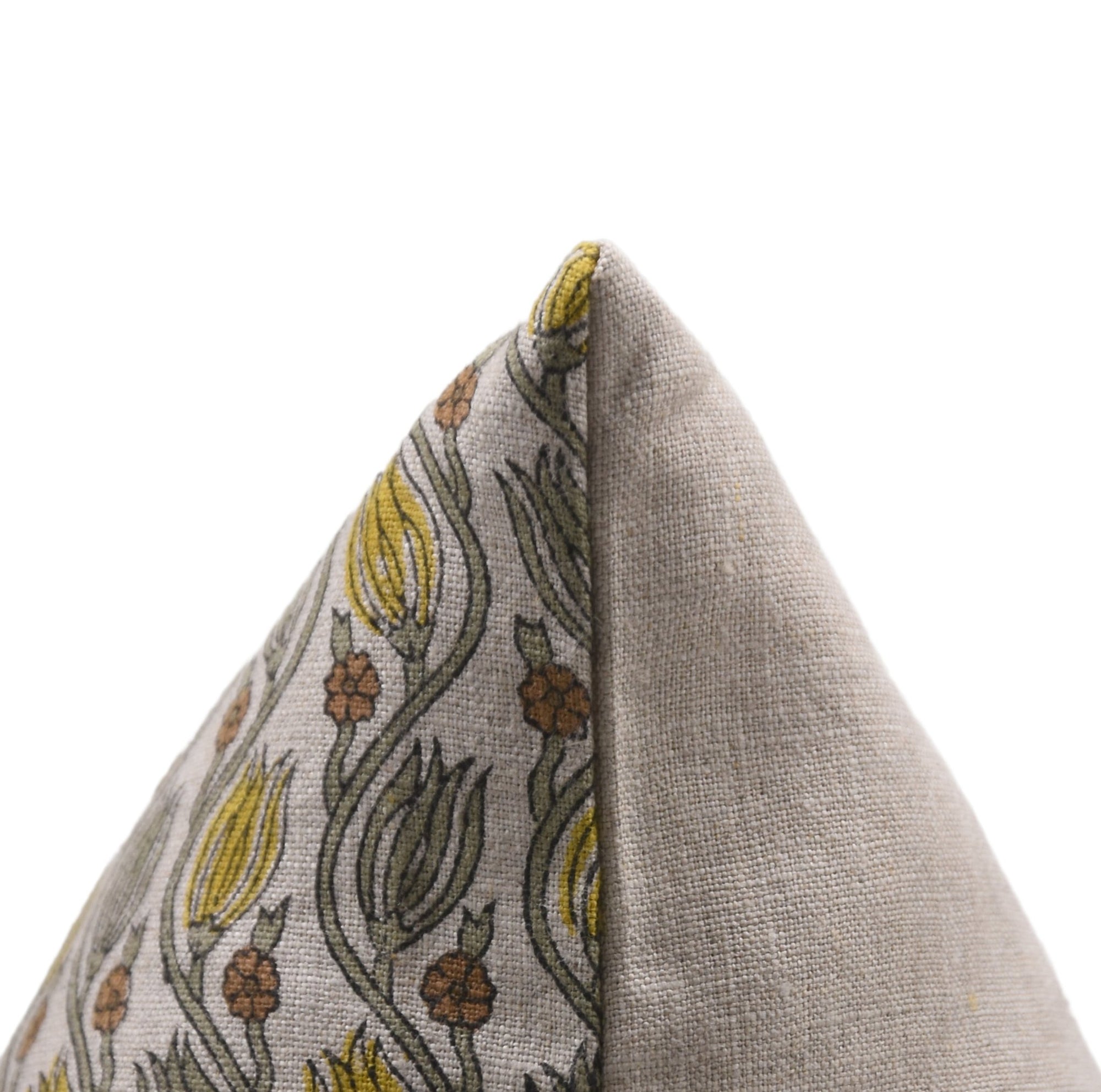 Thick linen boho pillow cover with block print design - KER SANGRI - Fabdivine