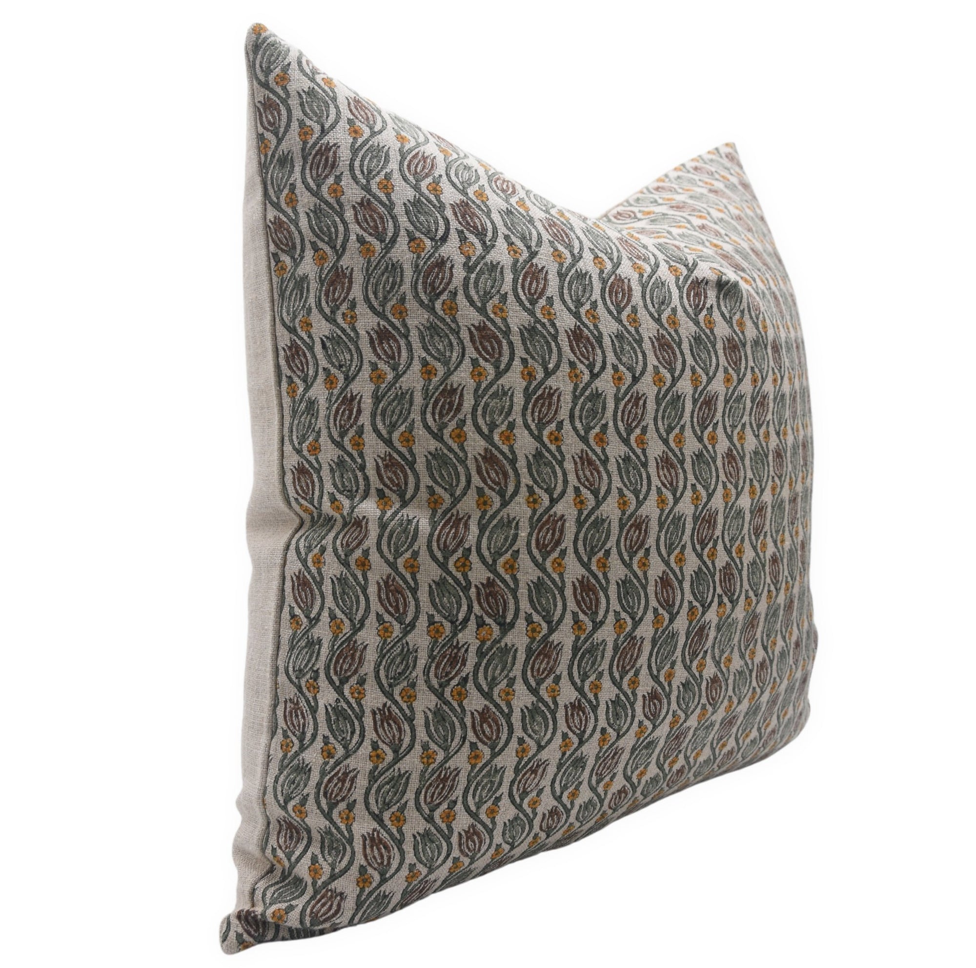 Hand Block Print Thick Linen Throw Pillow Cover - Designer Collection KER SANGRI - Fabdivine