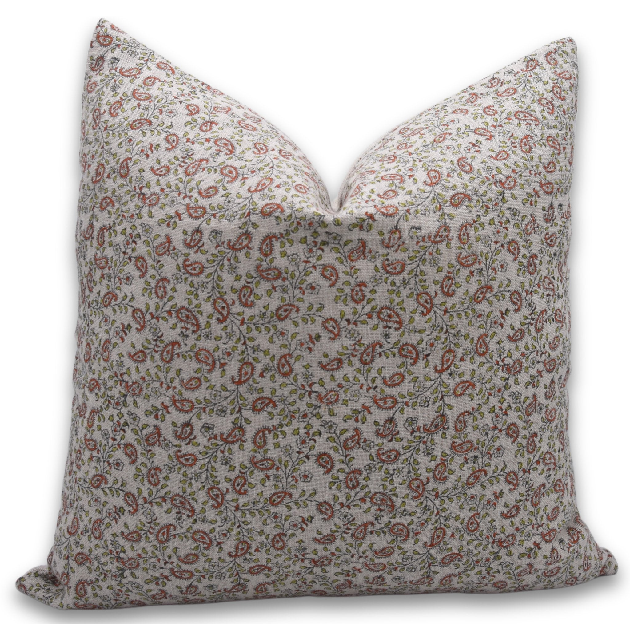 Block print thick linen throw pillow cover- KERI JAAL - Fabdivine