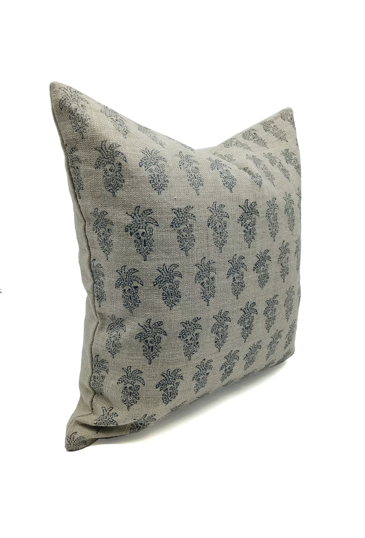 Thick Linen block print designer boho pillow/cushion cover- KHAJUR BUTTA - Fabdivine