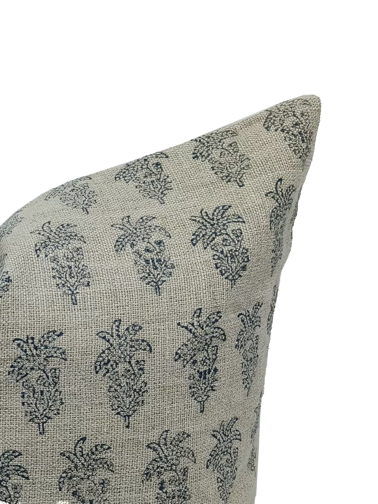 Thick Linen block print designer boho pillow/cushion cover- KHAJUR BUTTA - Fabdivine