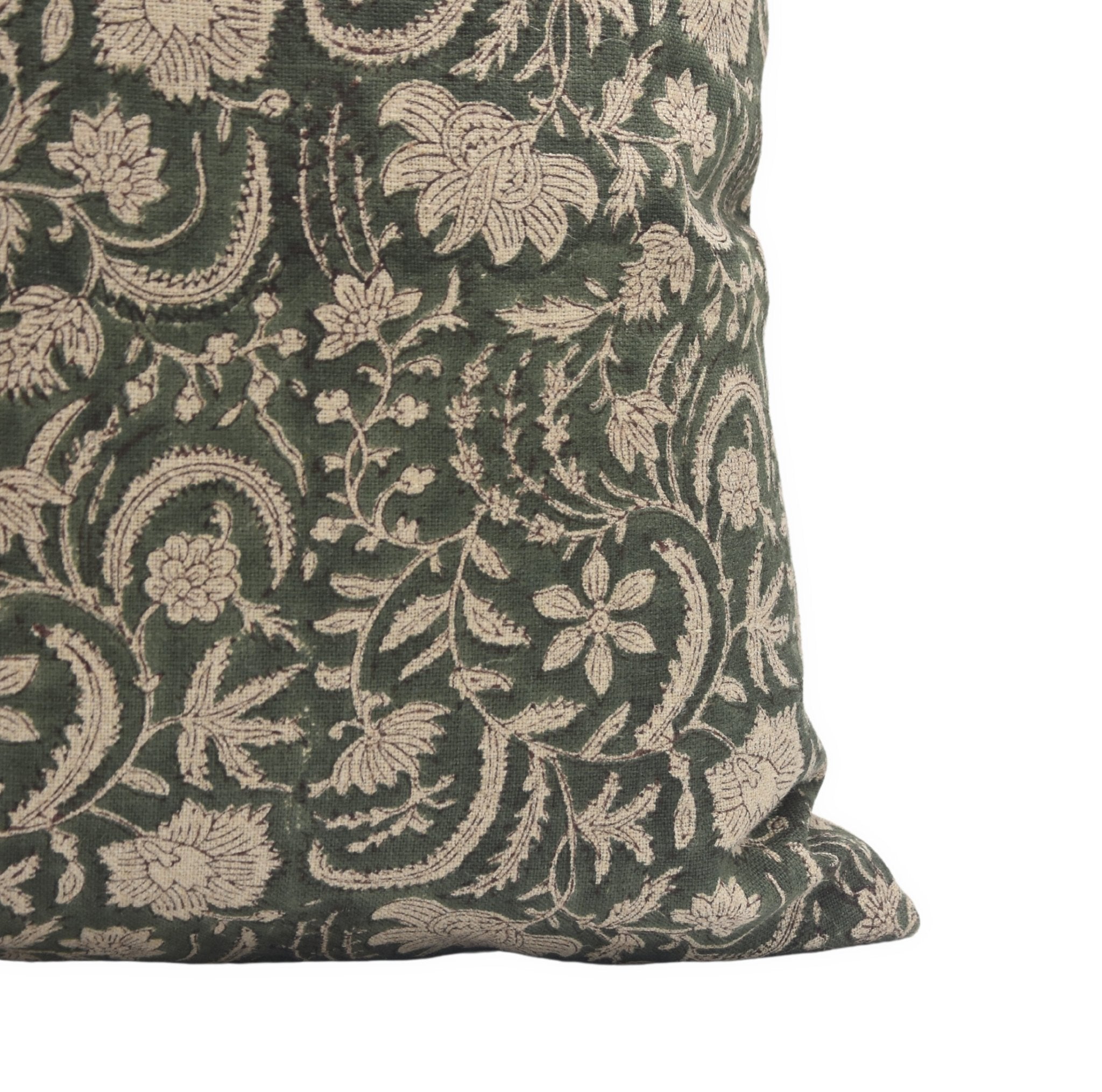 Block print Heavy Linen Pillow Cover - KUNDANVAN - Fabdivine