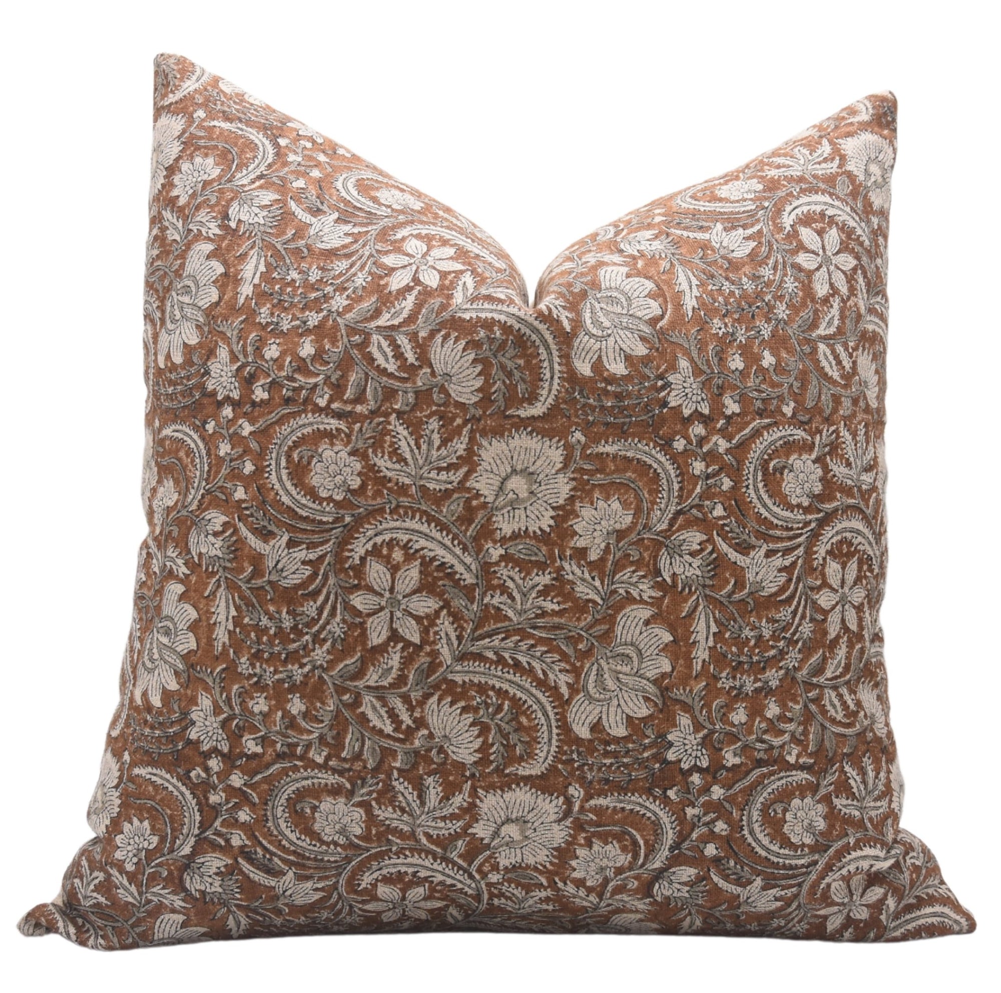 KUNDANVAN Thick Linen block print boho pillow cover - Fabdivine