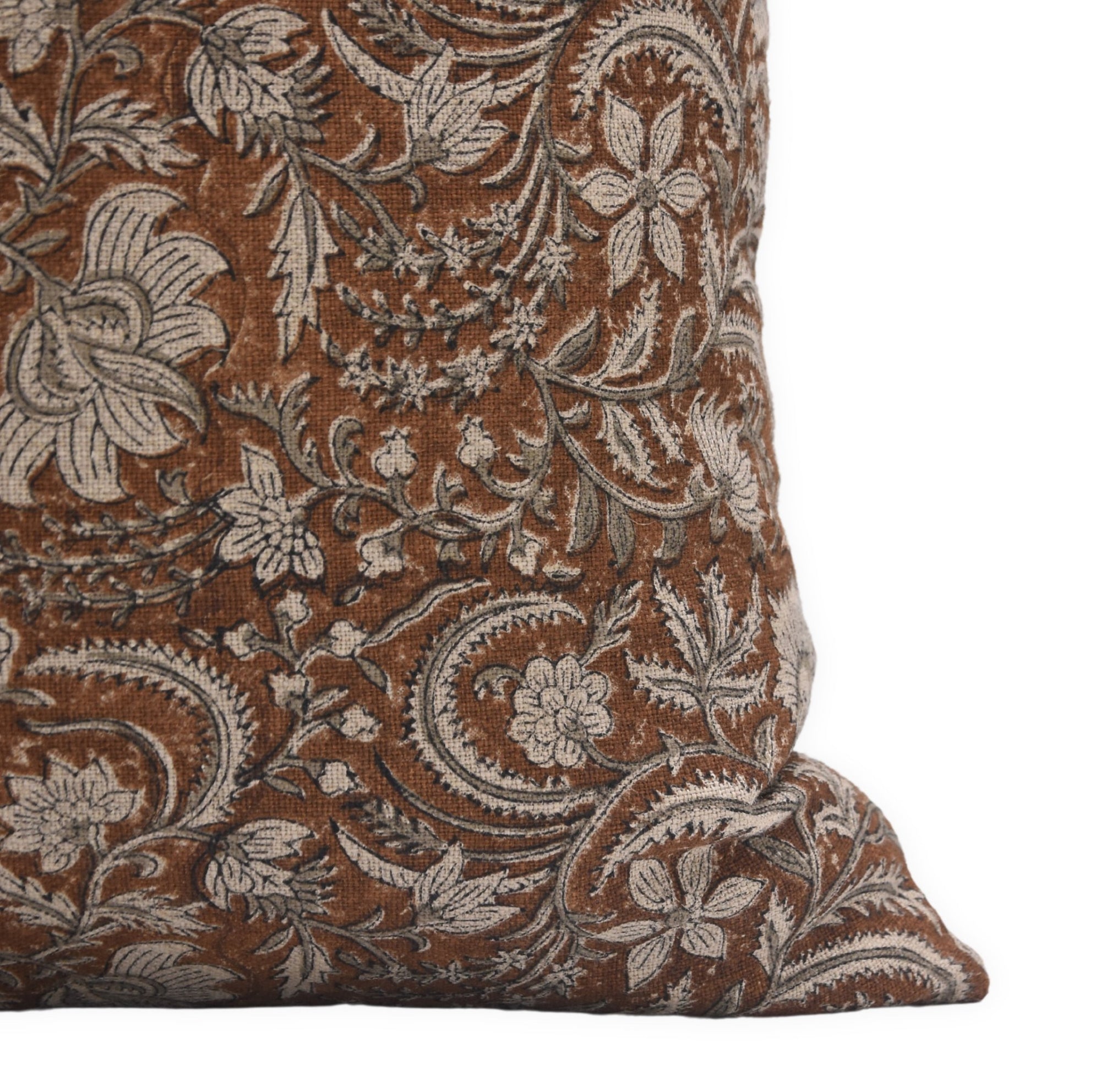 KUNDANVAN Thick Linen block print boho pillow cover - Fabdivine