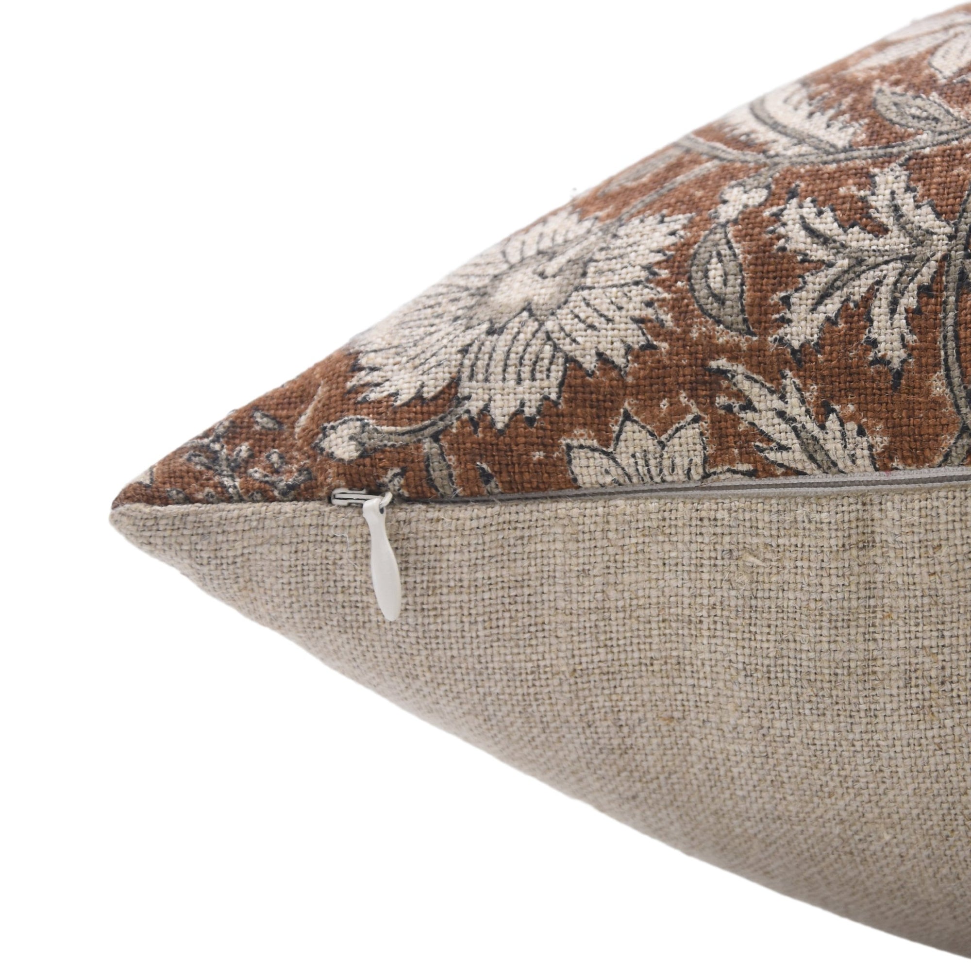 KUNDANVAN Thick Linen block print boho pillow cover - Fabdivine