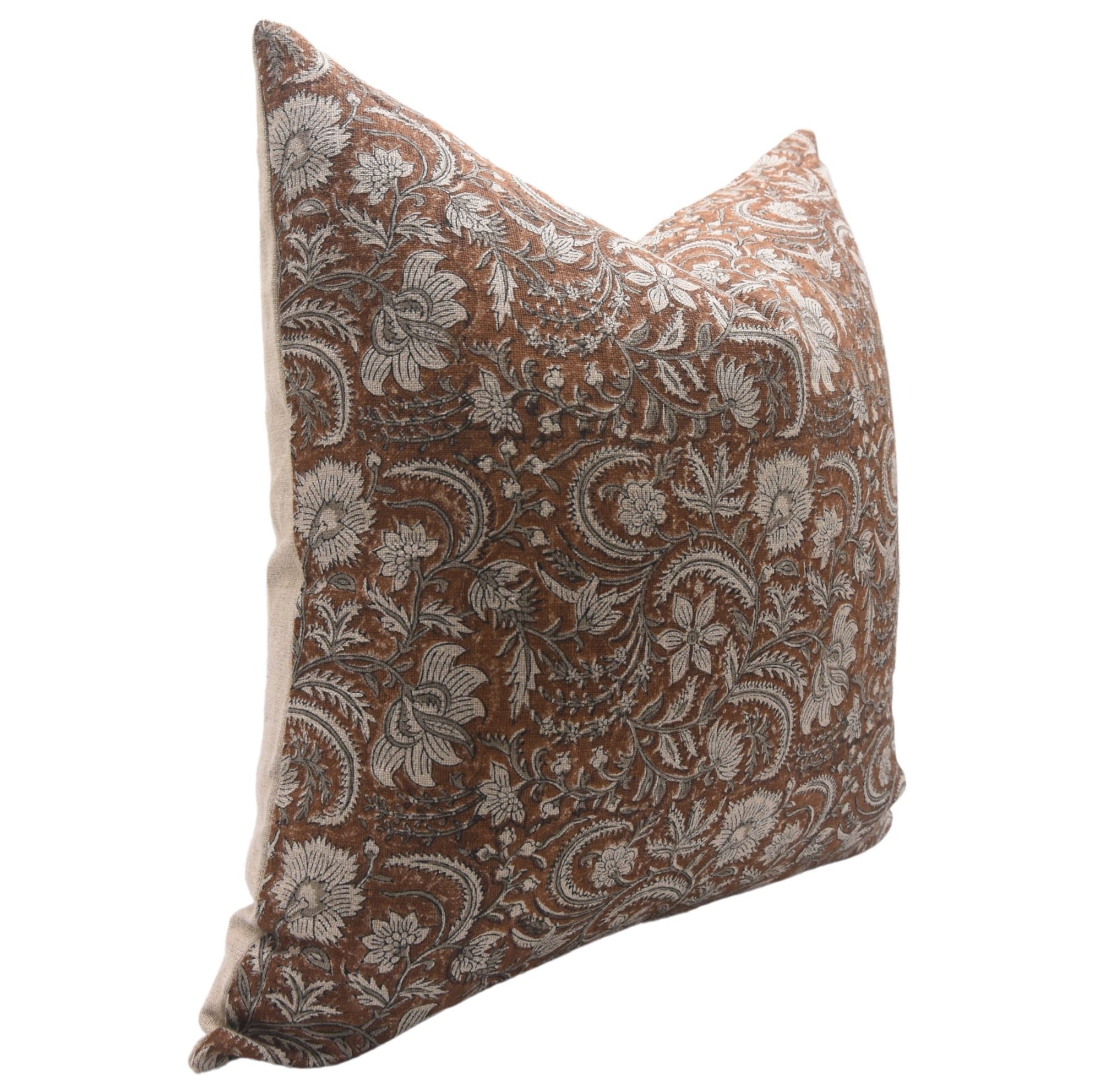 KUNDANVAN Thick Linen block print boho pillow cover - Fabdivine