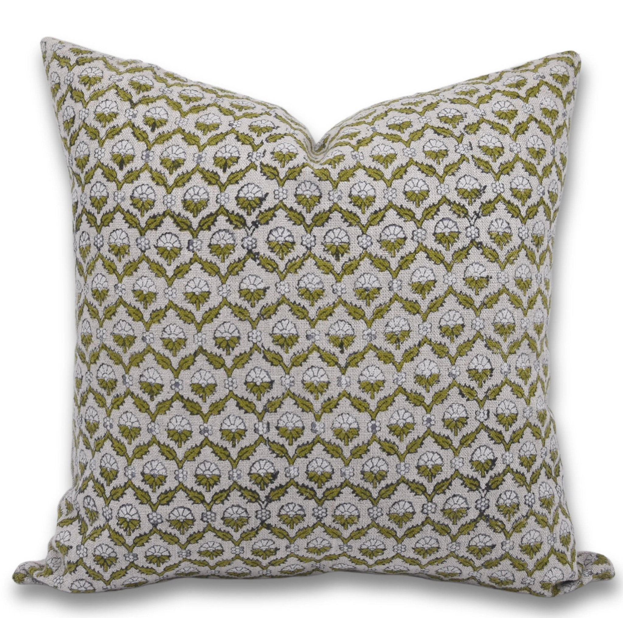 Block print Heavy Linen Pillow Cover - MADHUVAN - Fabdivine