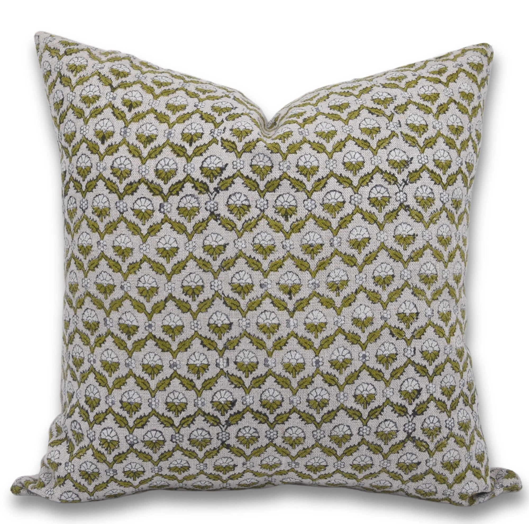 Block print Heavy Linen Pillow Cover - MADHUVAN - Fabdivine