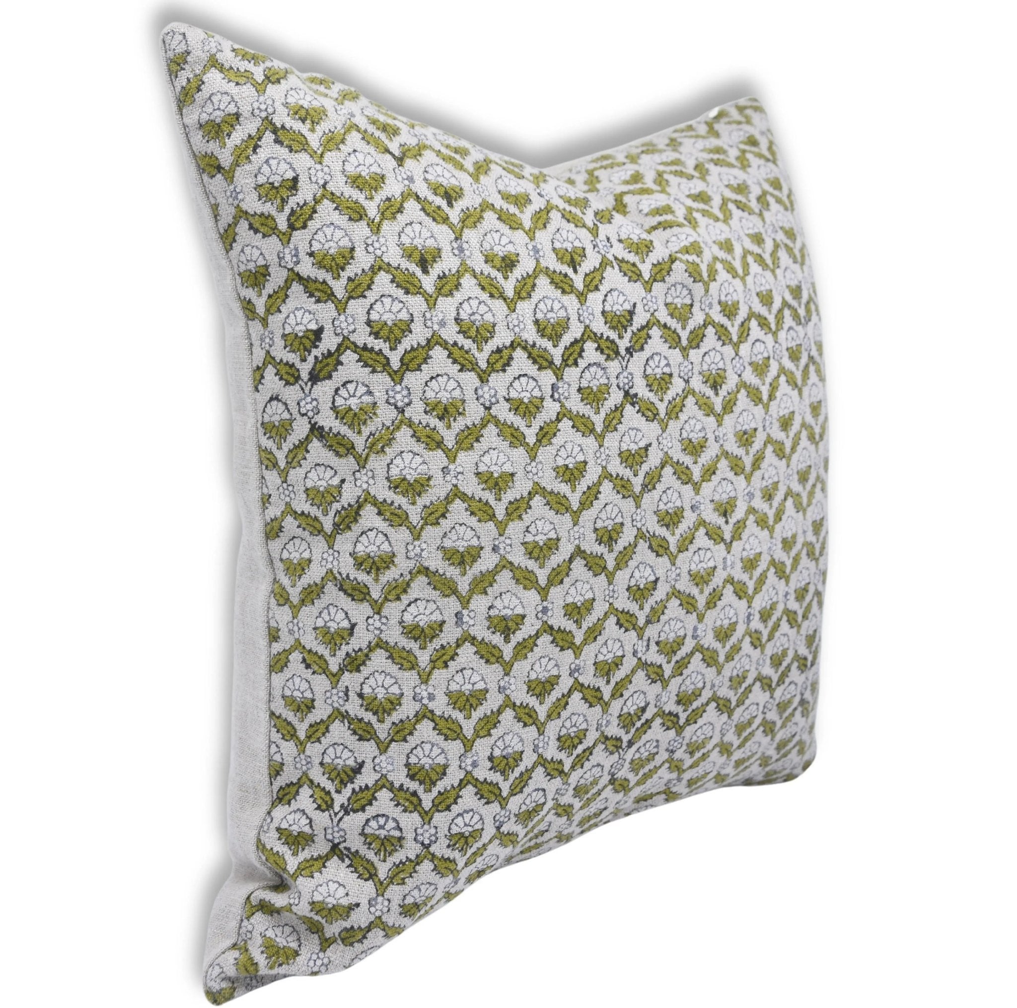 Block print Heavy Linen Pillow Cover - MADHUVAN - Fabdivine