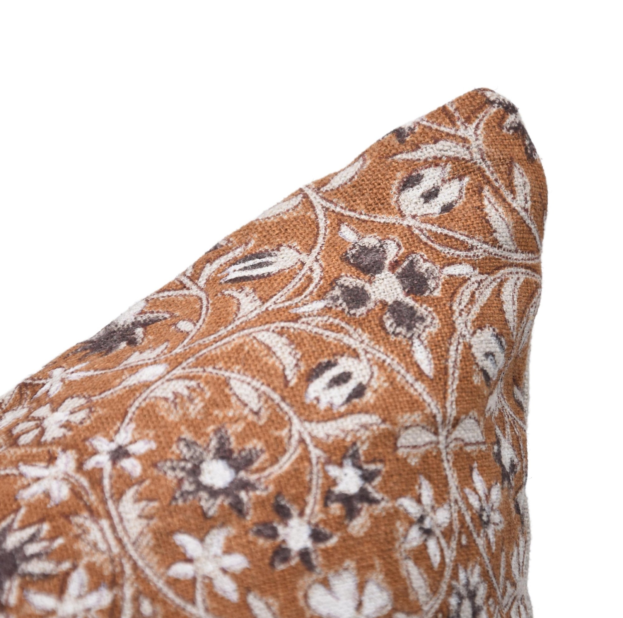 Block print Pillow cover for sofa, couch or bed- thick linen- MAHALAKSHMI - Fabdivine