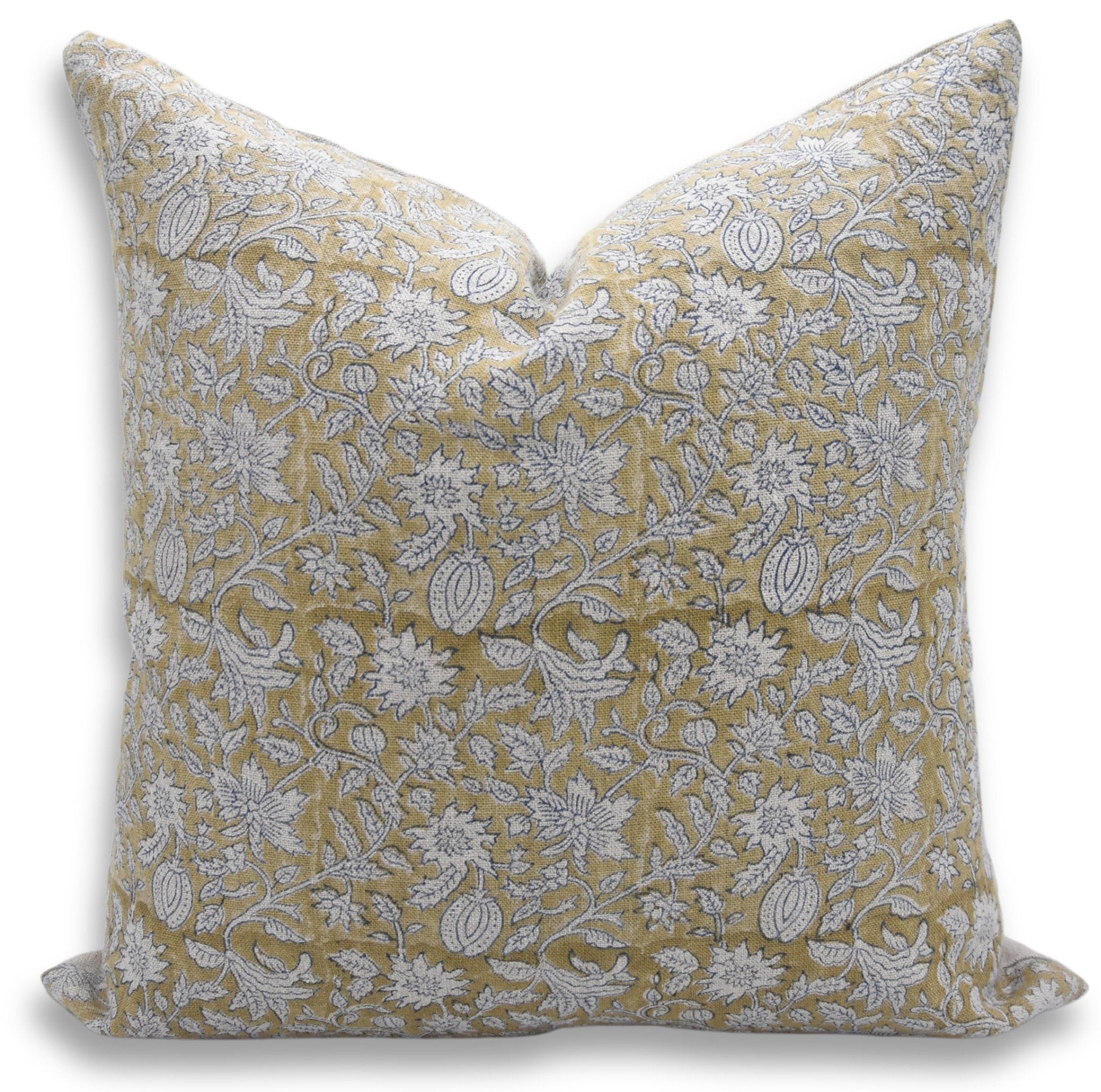 Throw Pillow Cover –Designer Collection of Hand Block Print Heavy Linen- MANIKARNIKA - Fabdivine