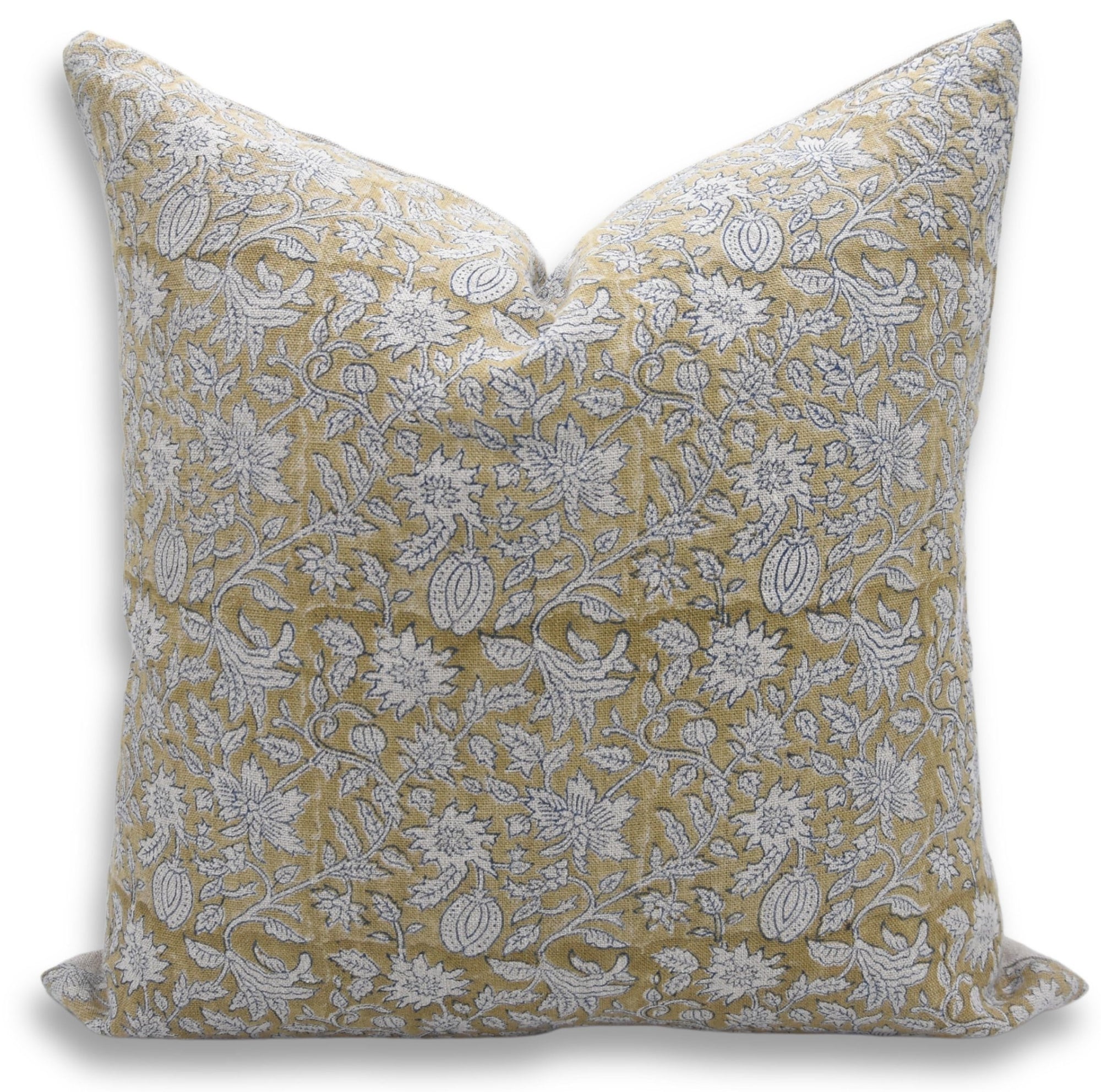 Throw Pillow Cover –Designer Collection of Hand Block Print Heavy Linen- MANIKARNIKA - Fabdivine