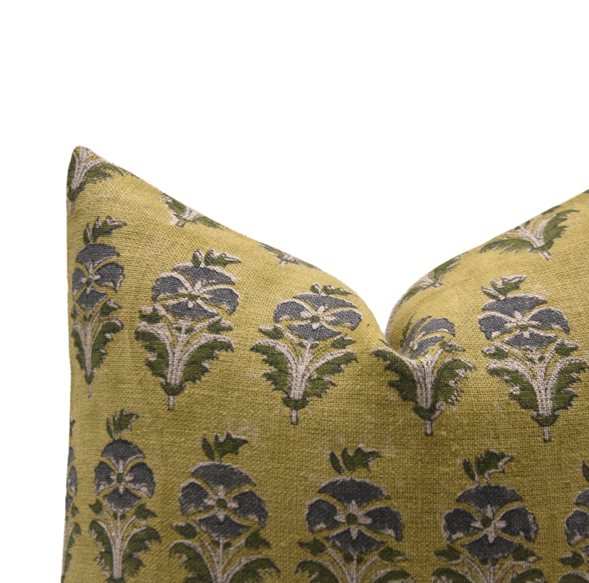 Heavy Linen Pillow Cover in Block Print - MOR MUKUT - Fabdivine