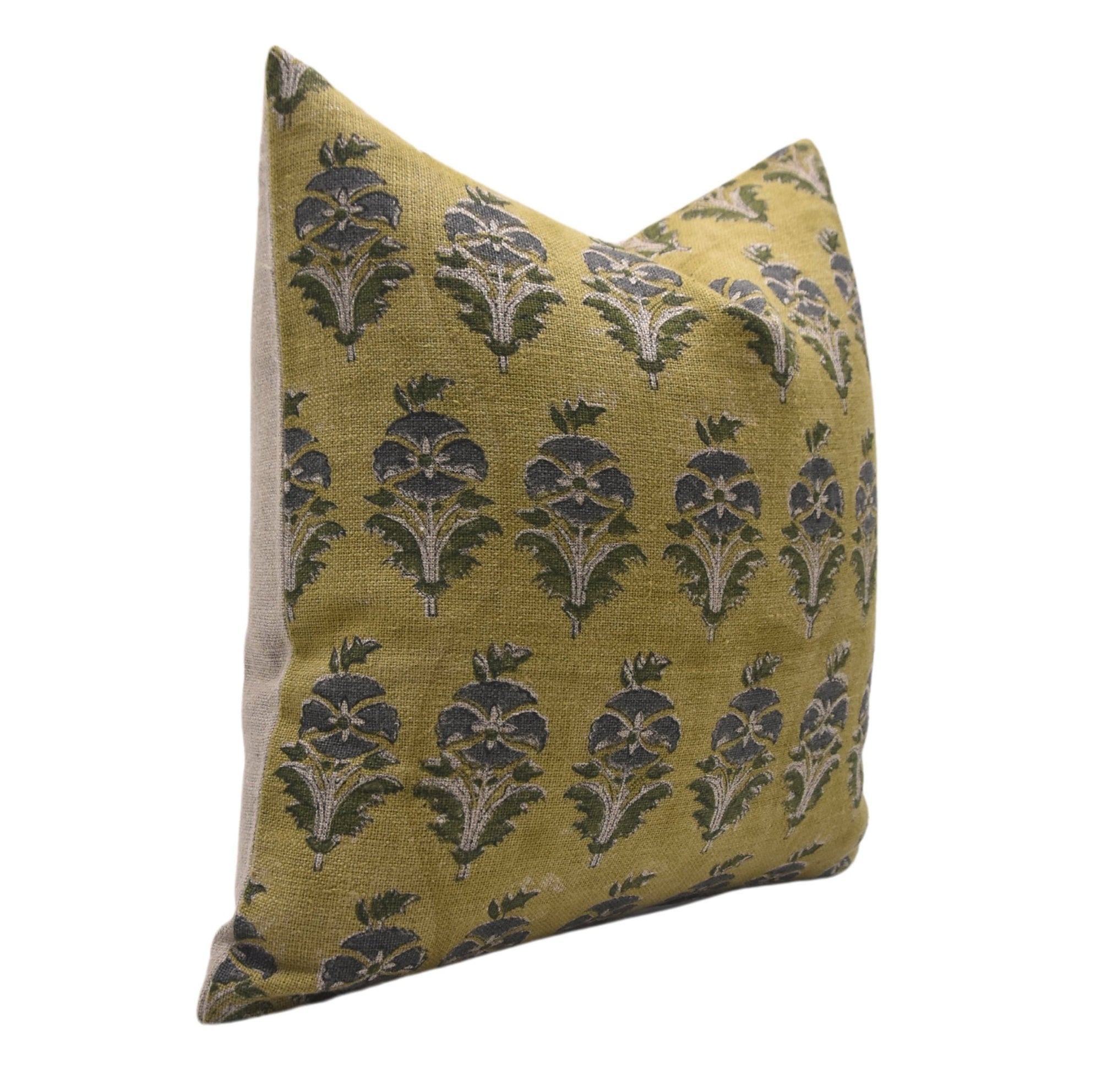 Heavy Linen Pillow Cover in Block Print - MOR MUKUT - Fabdivine