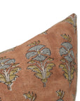 Block print Thick Linen throw pillow cover- MOR MUKUT - Fabdivine