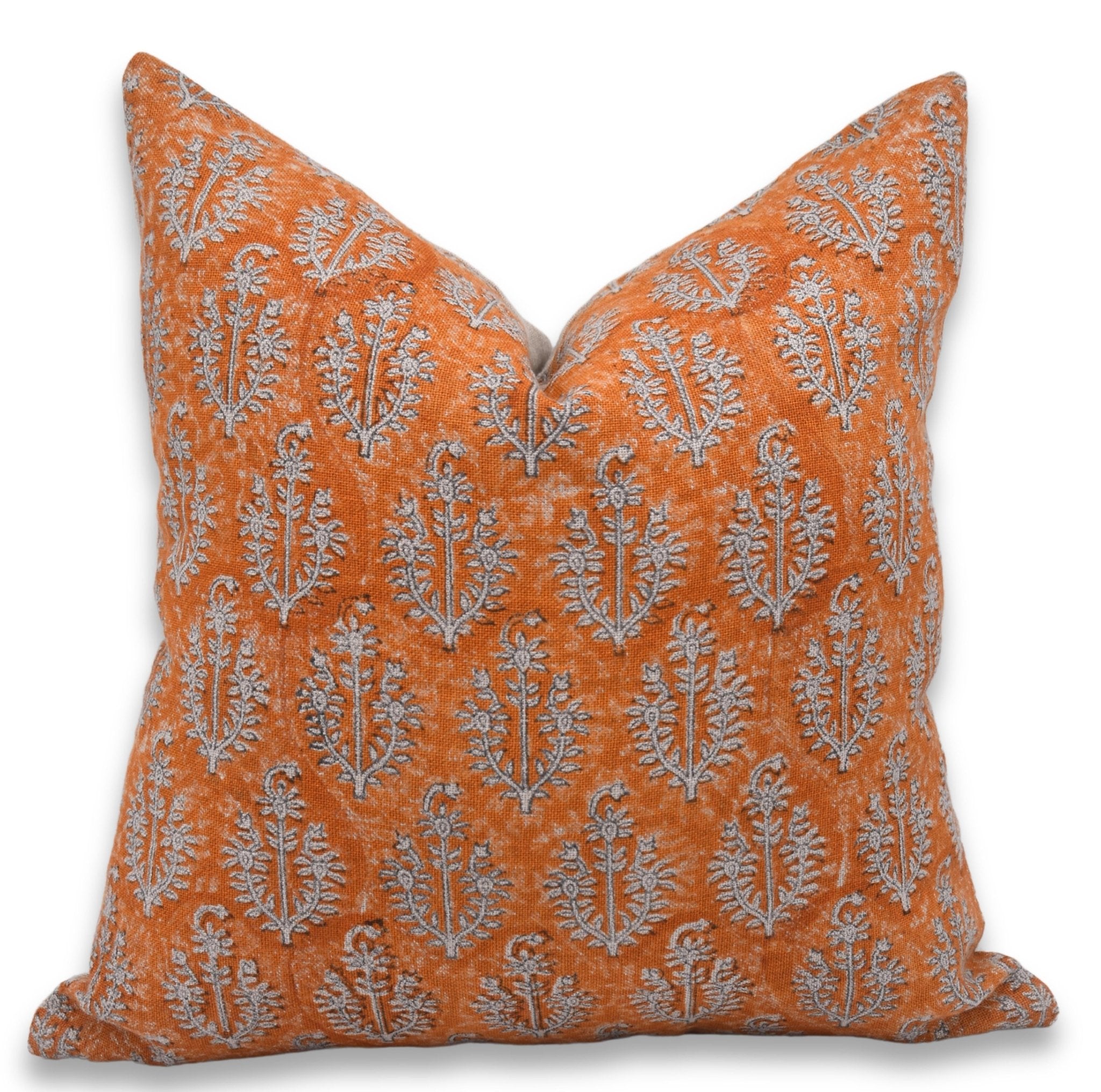 Block print heavy linen throw pillow cover- NEEL GAGAN - Fabdivine