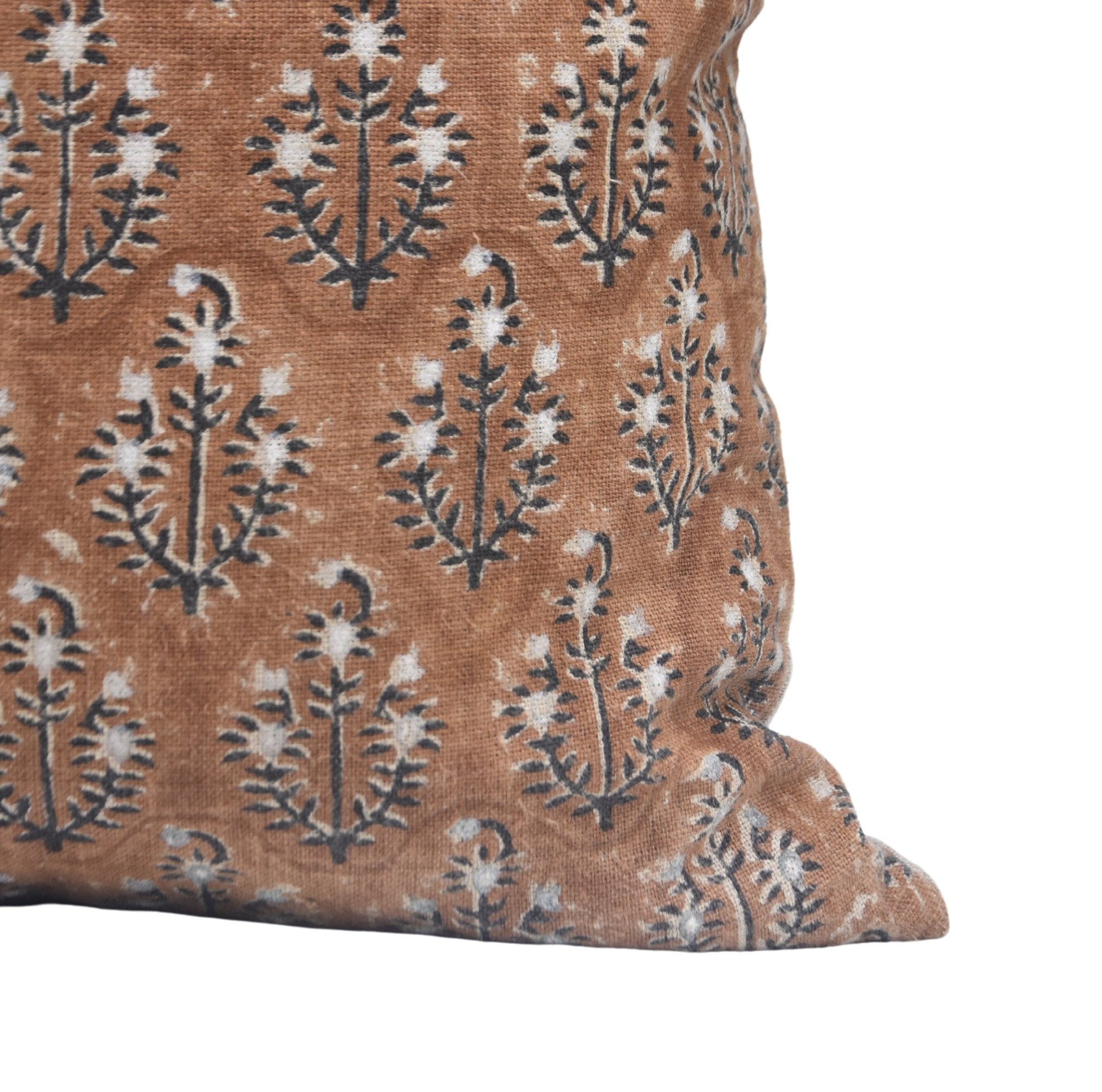 Block print thick linen throw pillow cover- NEEL GAGAN - Fabdivine