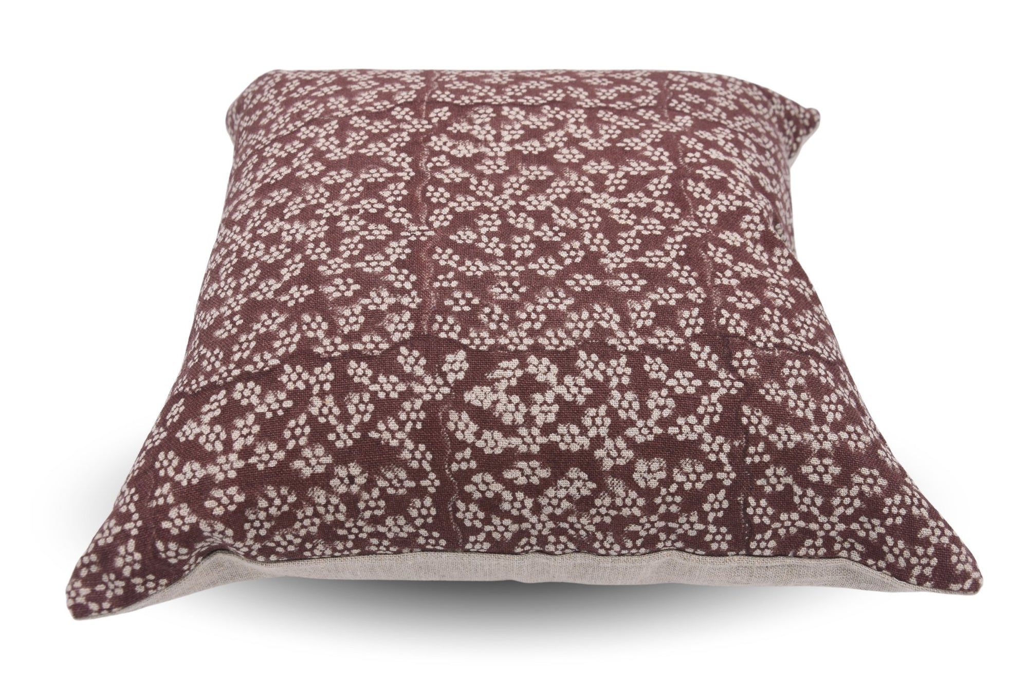 Block print Pillow cover for sofa, couch or bed- thick linen- OLA VRISHTI - Fabdivine