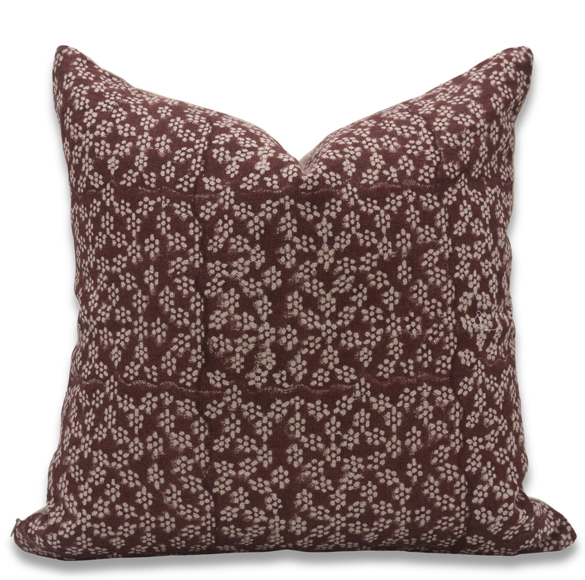 Block print Pillow cover for sofa, couch or bed- thick linen- OLA VRISHTI - Fabdivine