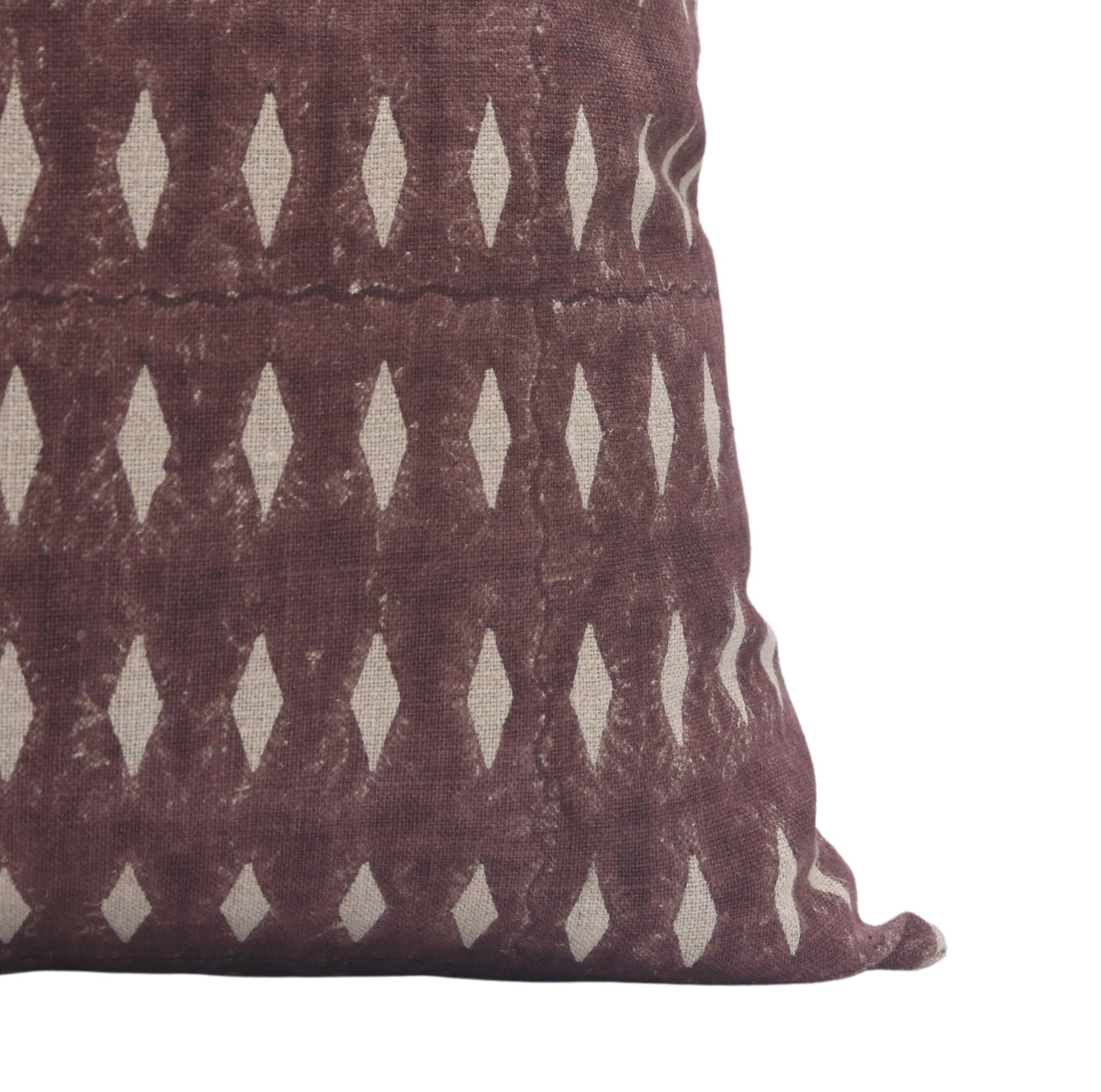 OMJI Square/Lumber block print pillow cover in Thick Linen - Fabdivine