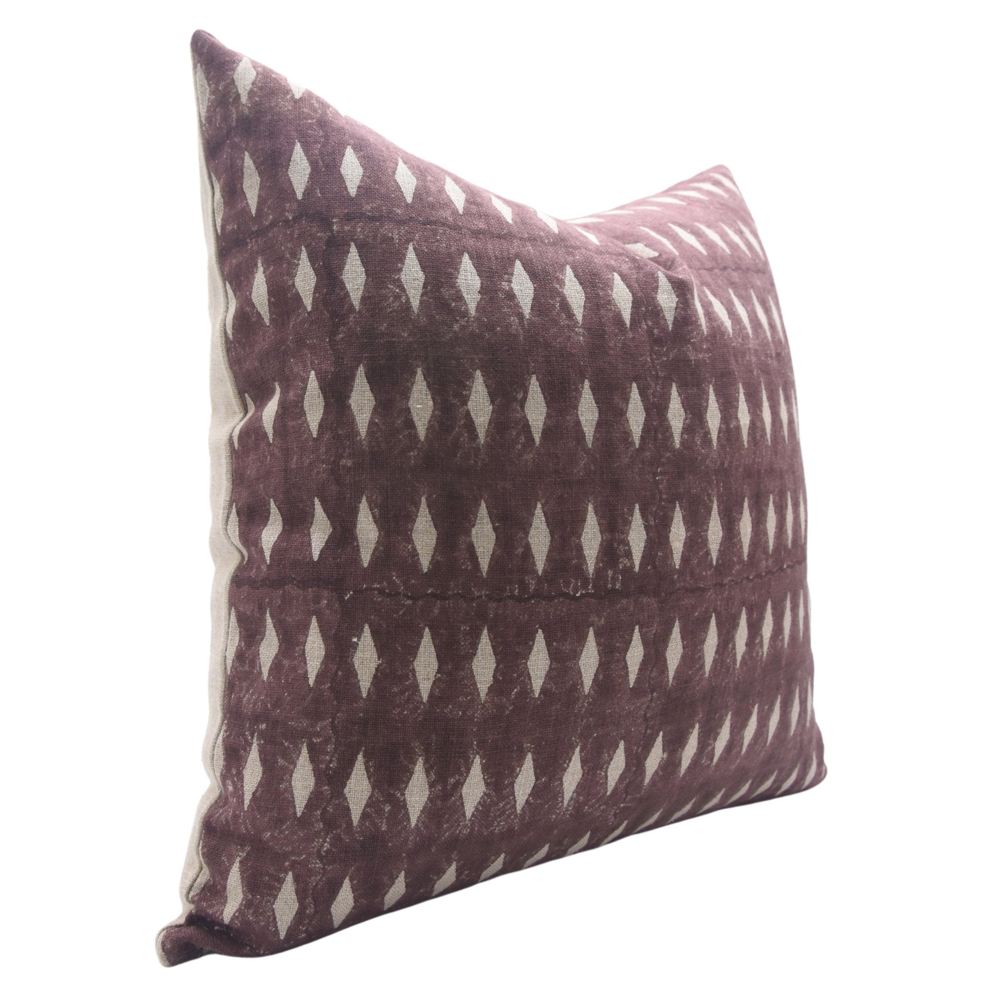 OMJI Square/Lumber block print pillow cover in Thick Linen - Fabdivine