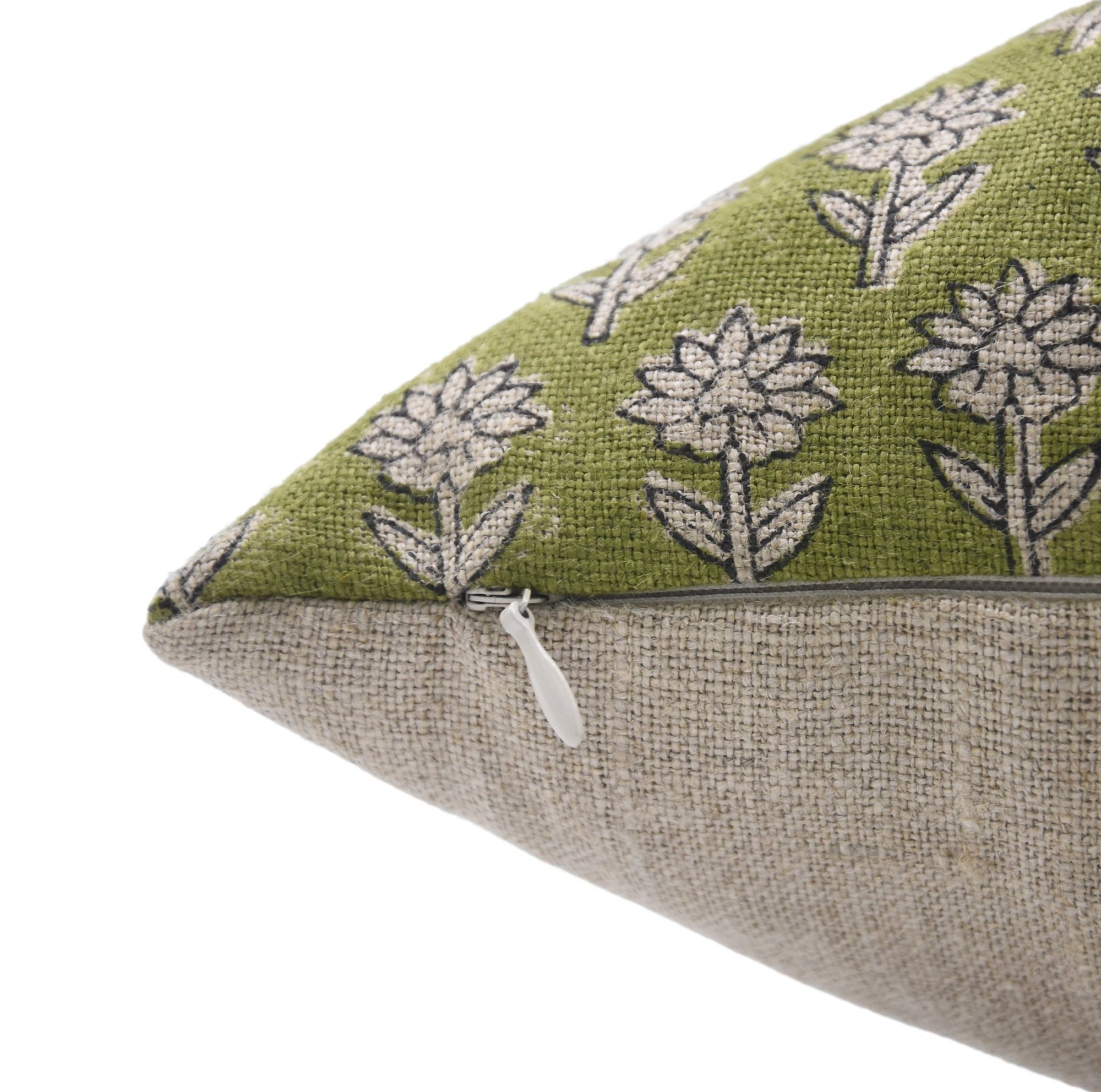 PANKHUDI Thick Linen Square/Lumber Block Print Pillow Cover - Fabdivine