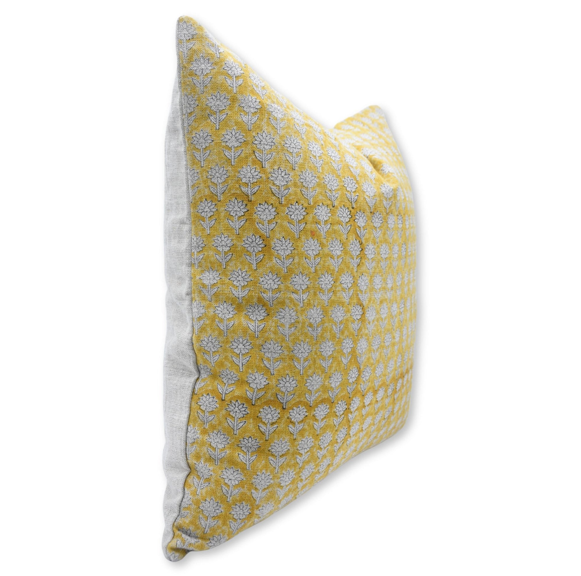 Block print heavy linen throw pillow cover- PANKUHDI - Fabdivine