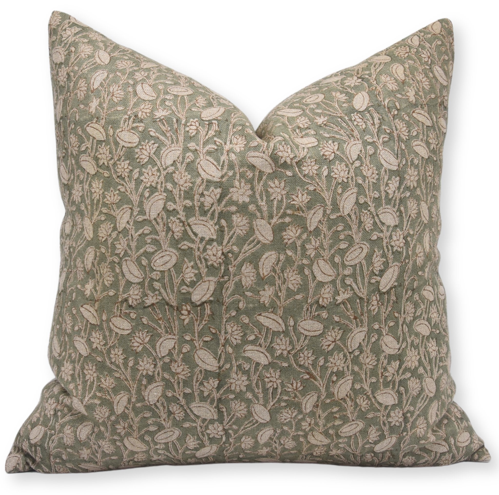 Throw Pillow Cover –Designer Collection of Hand Block Print Pure Thick Linen - PISHTA - Fabdivine