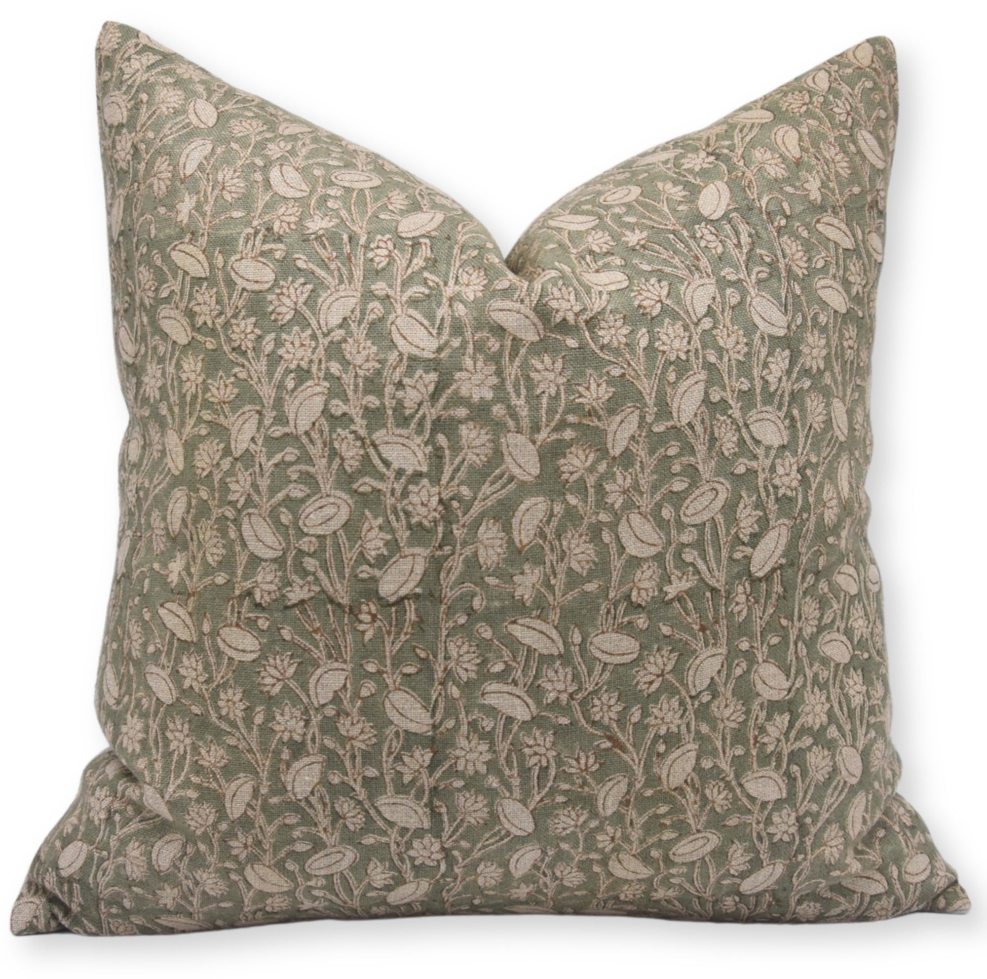 Throw Pillow Cover –Designer Collection of Hand Block Print Pure Thick Linen - PISHTA - Fabdivine