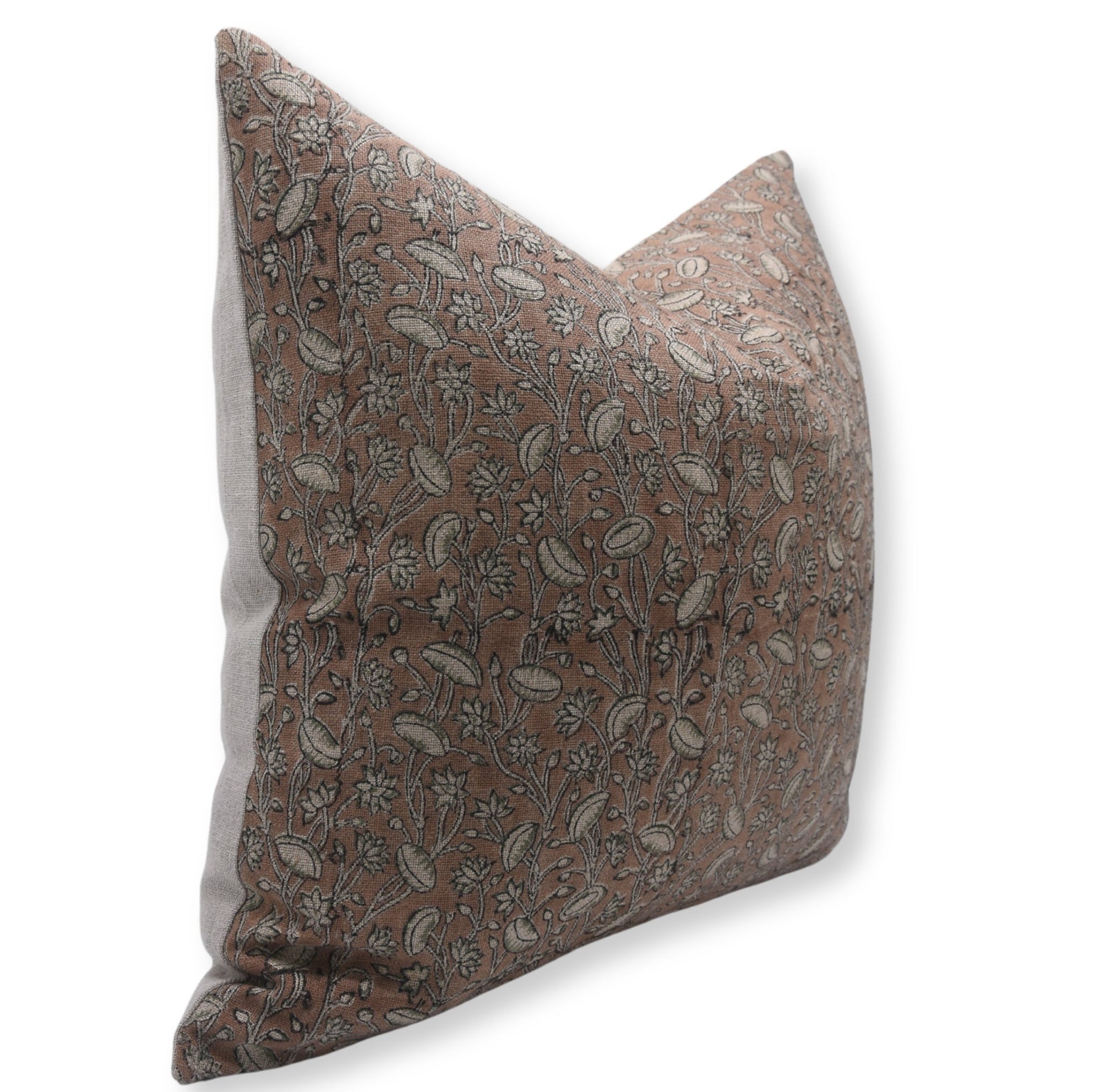 Thick Linen block print designer boho pillow/cushion cover- PISHTA - Fabdivine