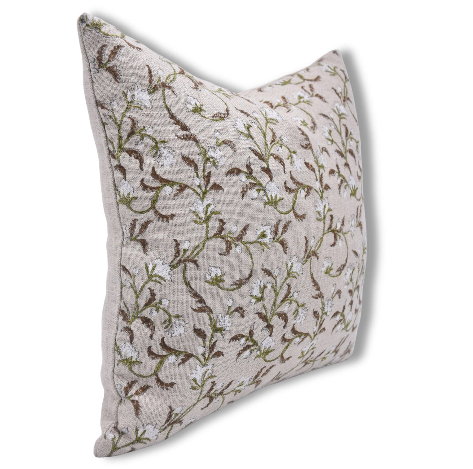 Throw Pillow Cover –Designer Collection of Hand Block Print Thick Linen- PUSHP VARSHA - Fabdivine