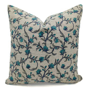 Hand Block Print thick linen designer pillow cover- PUSHP VARSHA - Fabdivine