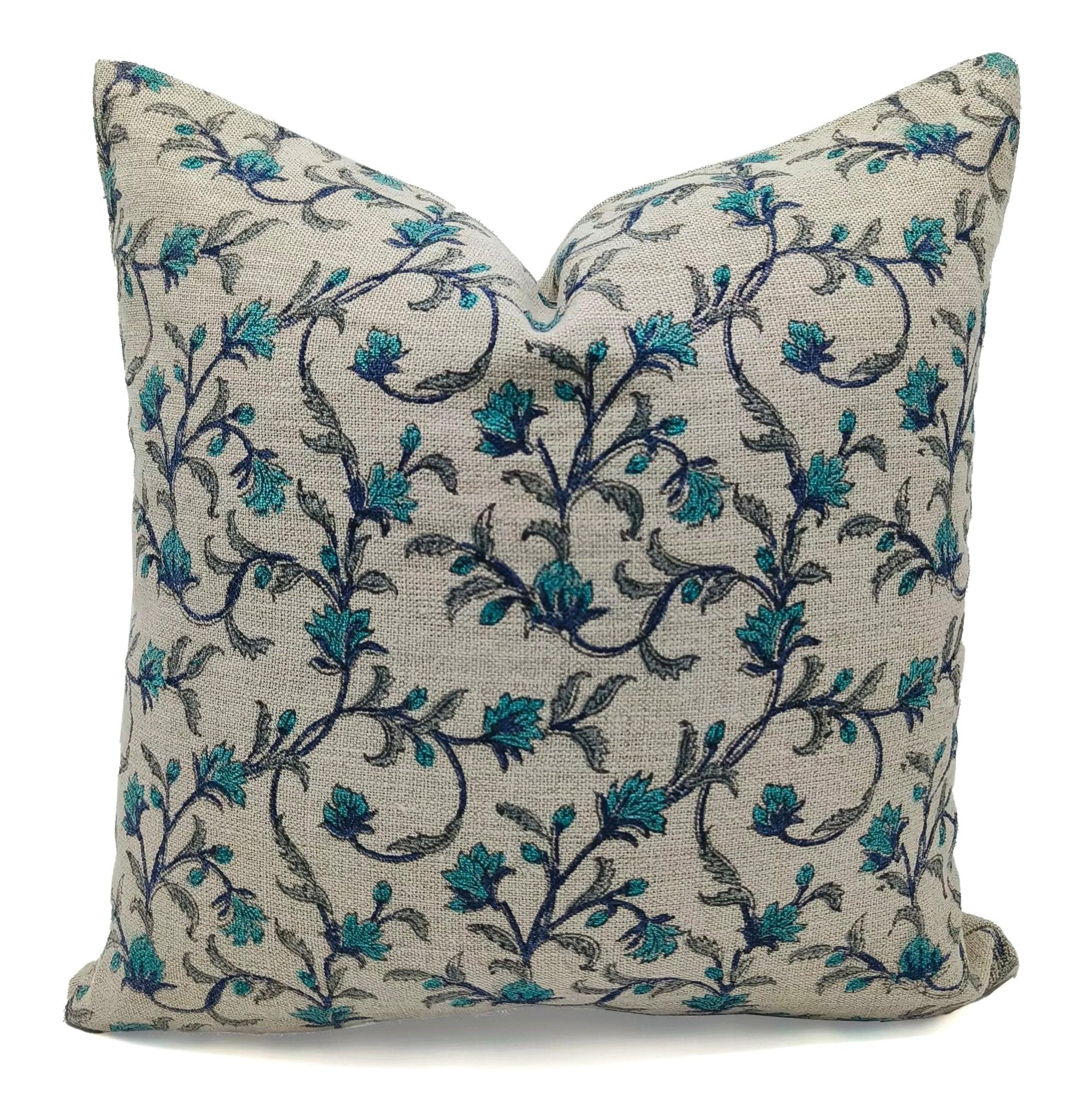 Hand Block Print thick linen designer pillow cover- PUSHP VARSHA - Fabdivine