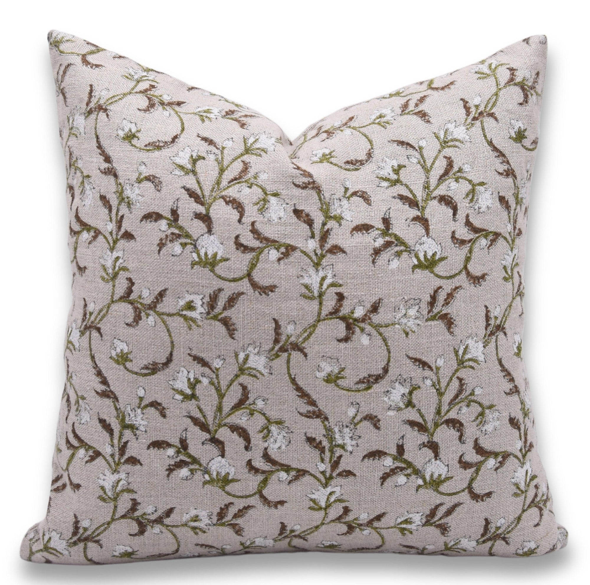 Throw Pillow Cover –Designer Collection of Hand Block Print Thick Linen- PUSHP VARSHA - Fabdivine