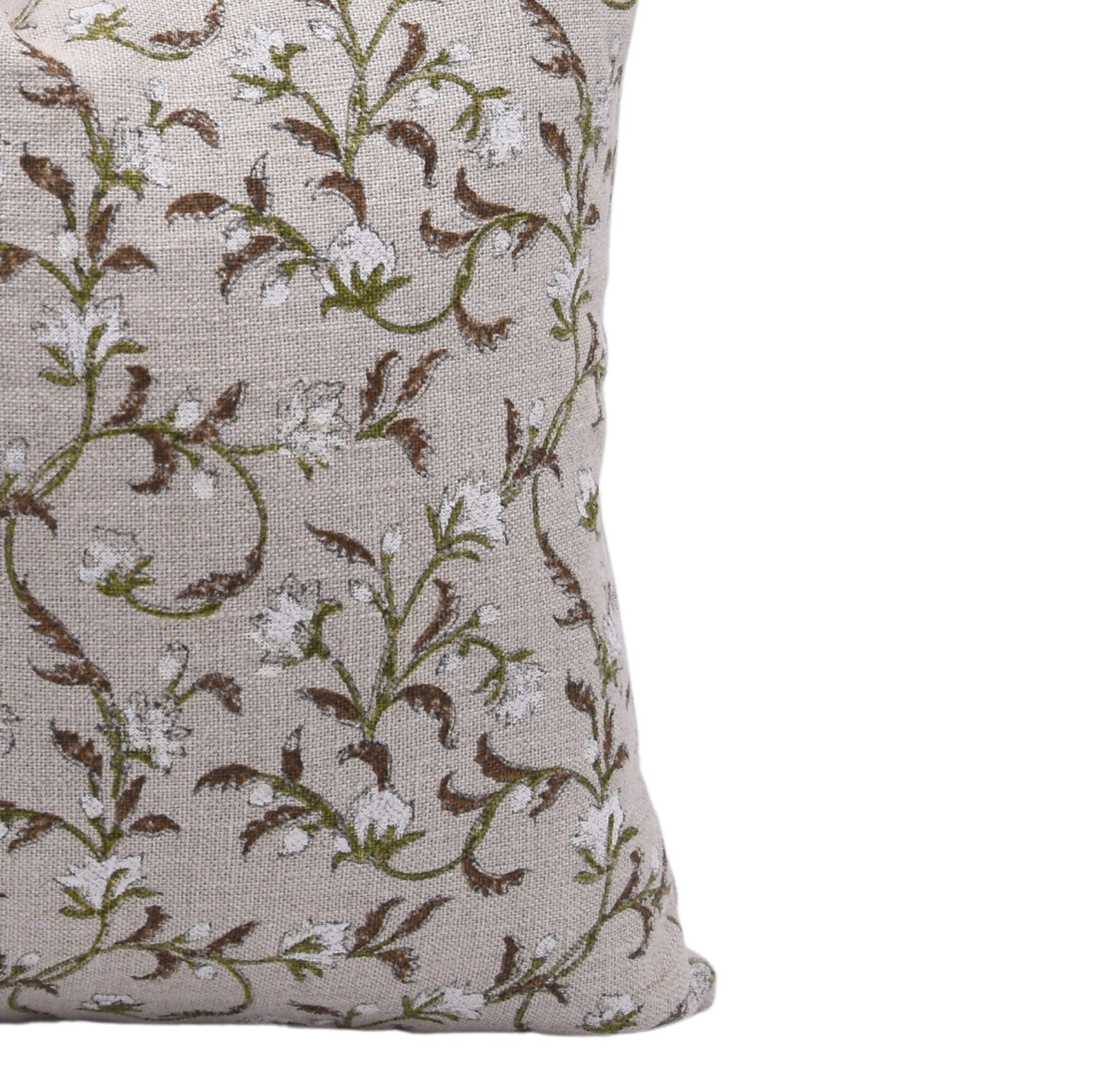 Throw Pillow Cover –Designer Collection of Hand Block Print Thick Linen- PUSHP VARSHA - Fabdivine