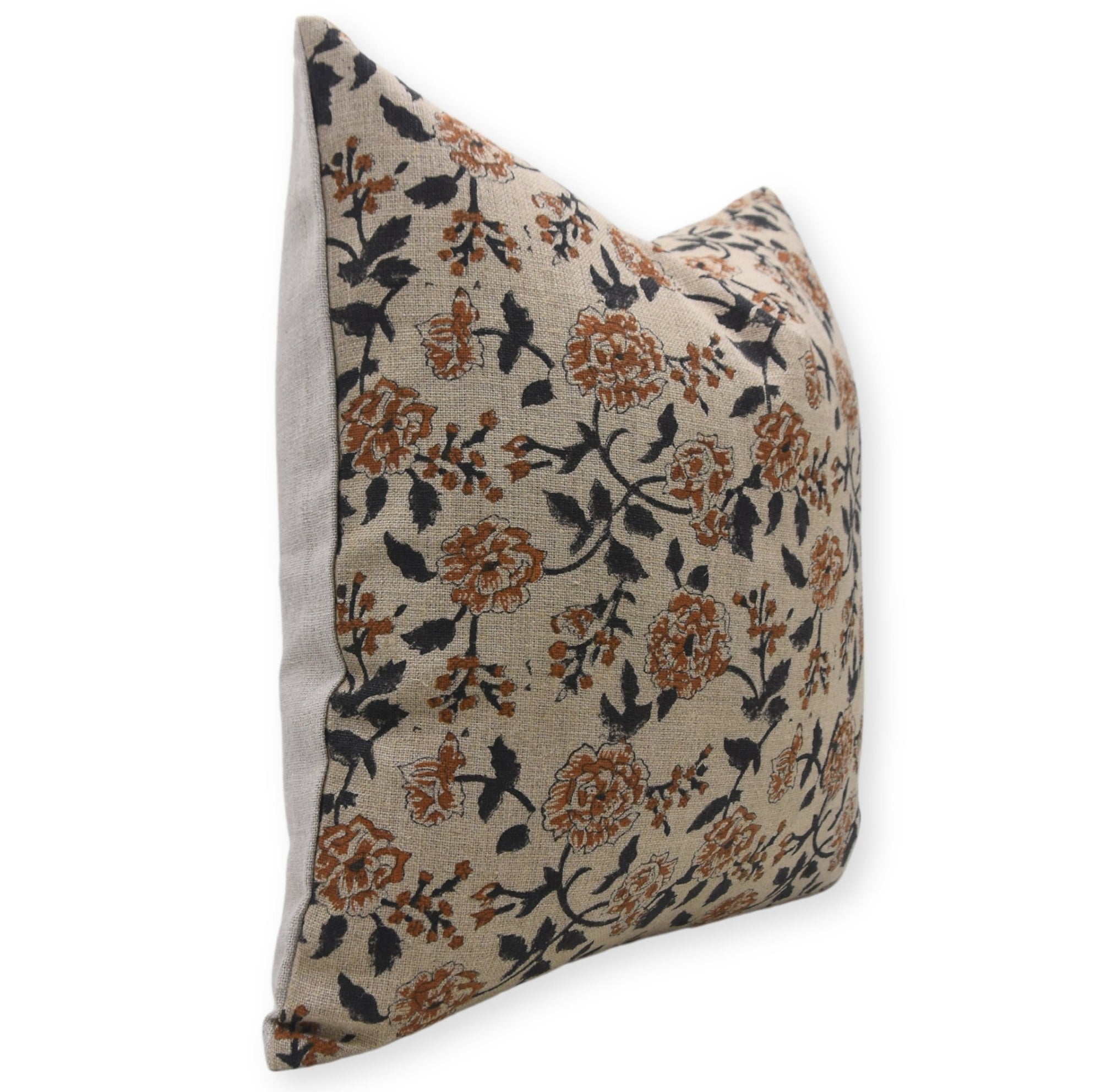 Block print Heavy Linen Pillow Cover - RAMESHWARAM - Fabdivine