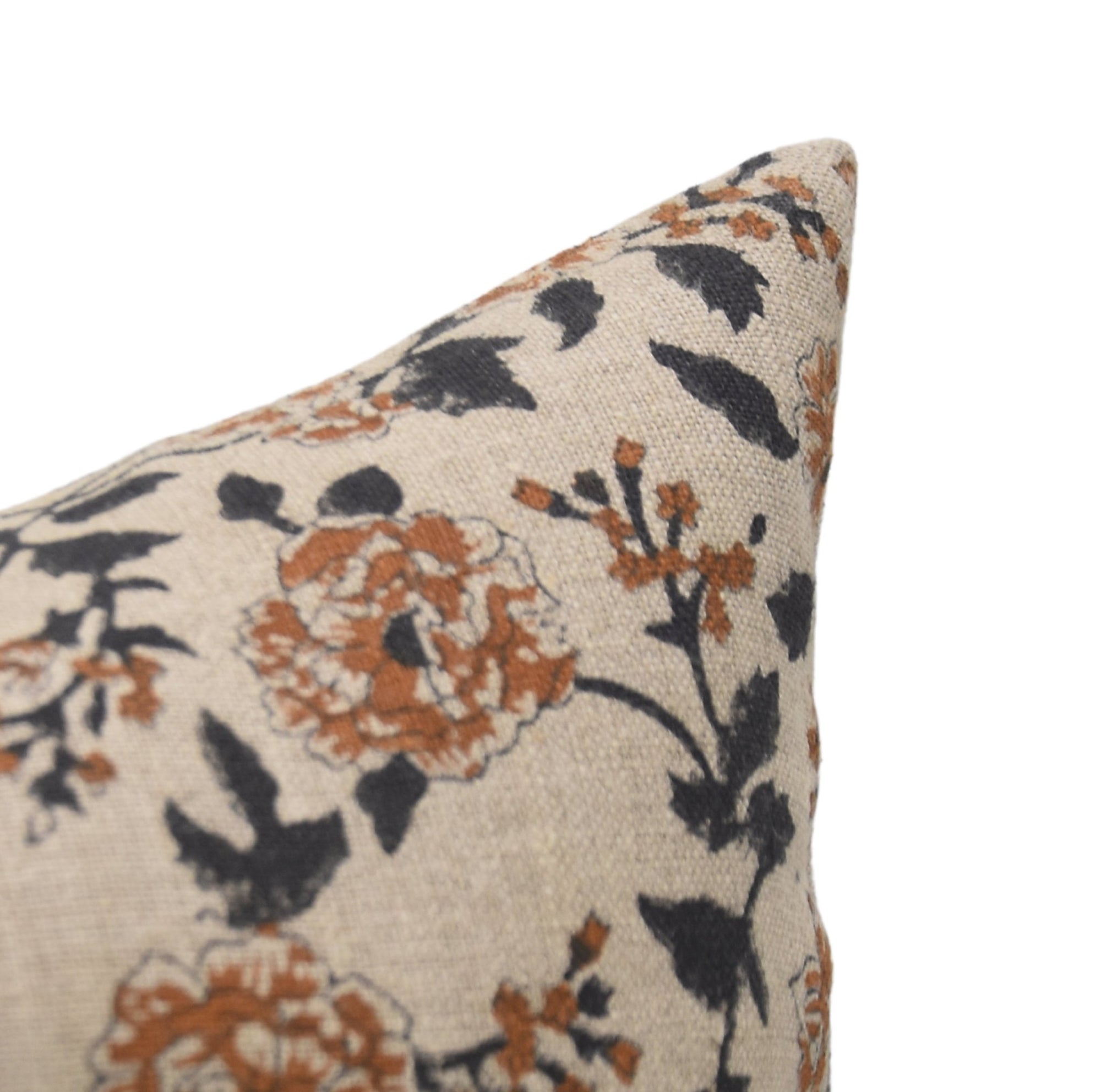 Block print Heavy Linen Pillow Cover - RAMESHWARAM - Fabdivine