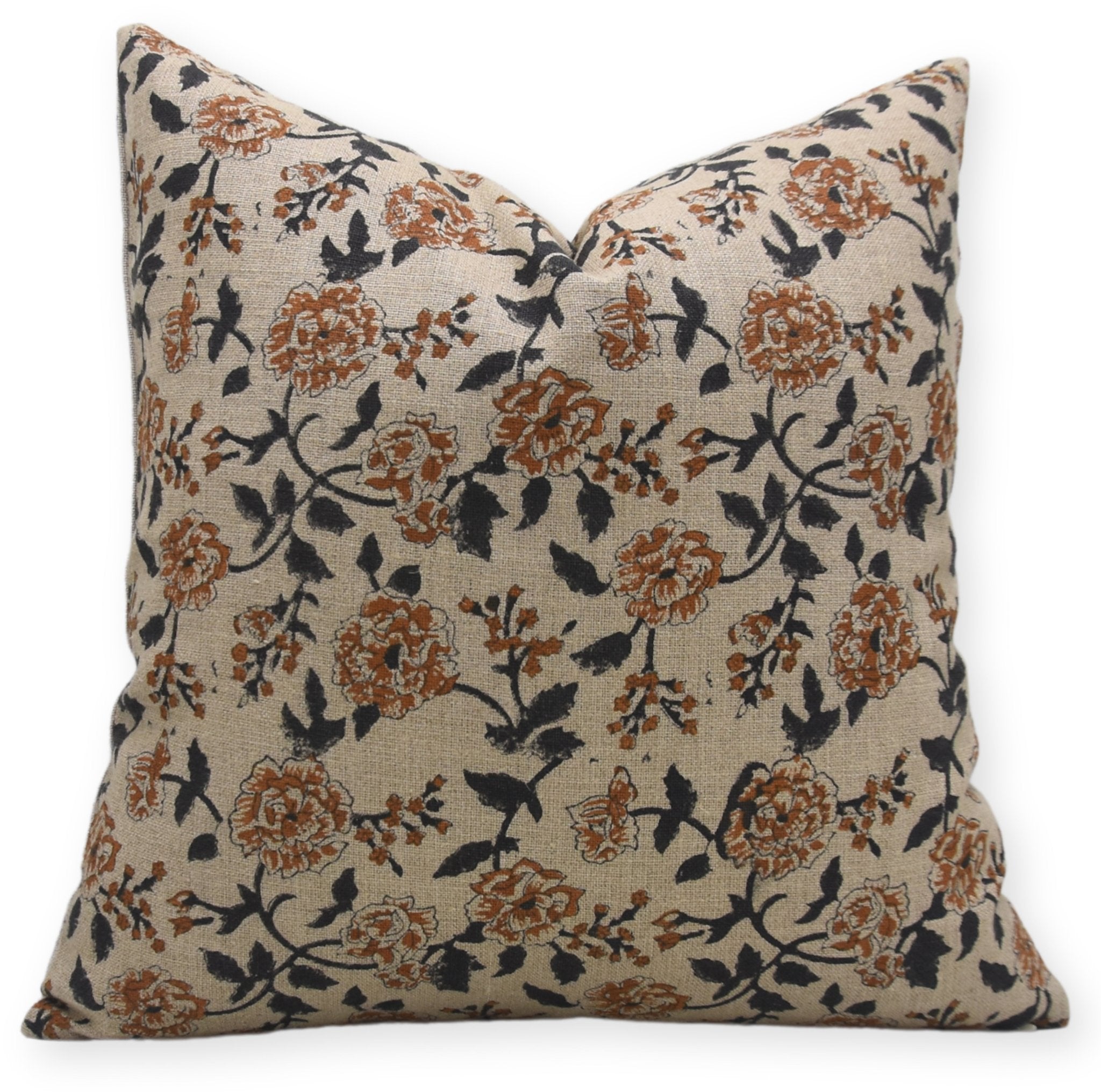 Block print Heavy Linen Pillow Cover - RAMESHWARAM - Fabdivine