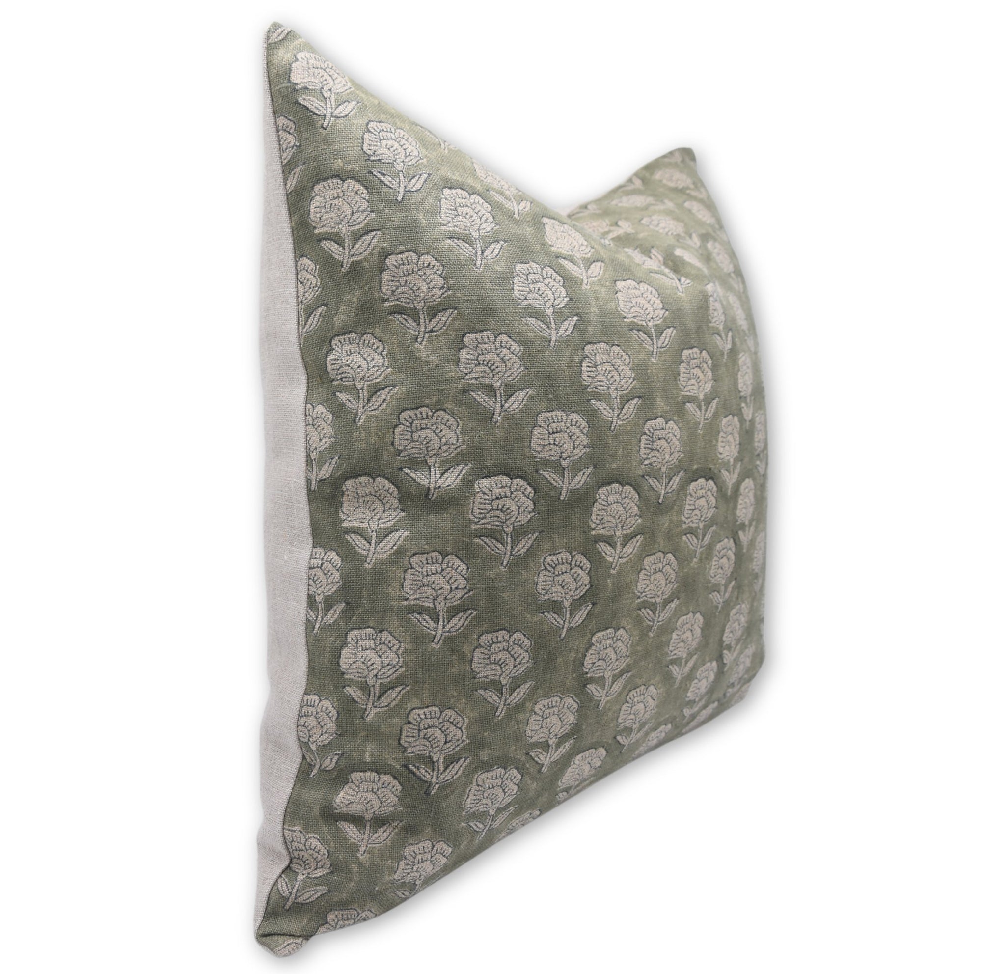 Throw Pillow Cover –Designer Collection of Hand Block Print thick/heavy linen- ROHINI - Fabdivine