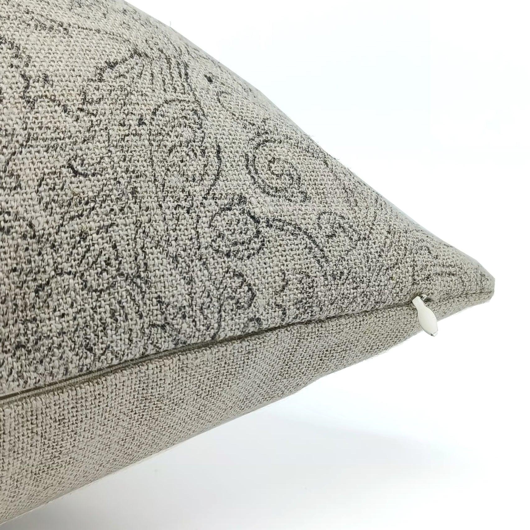 Heavy Linen block print designer boho pillow/cushion cover- SANGANERI JAAL - Fabdivine