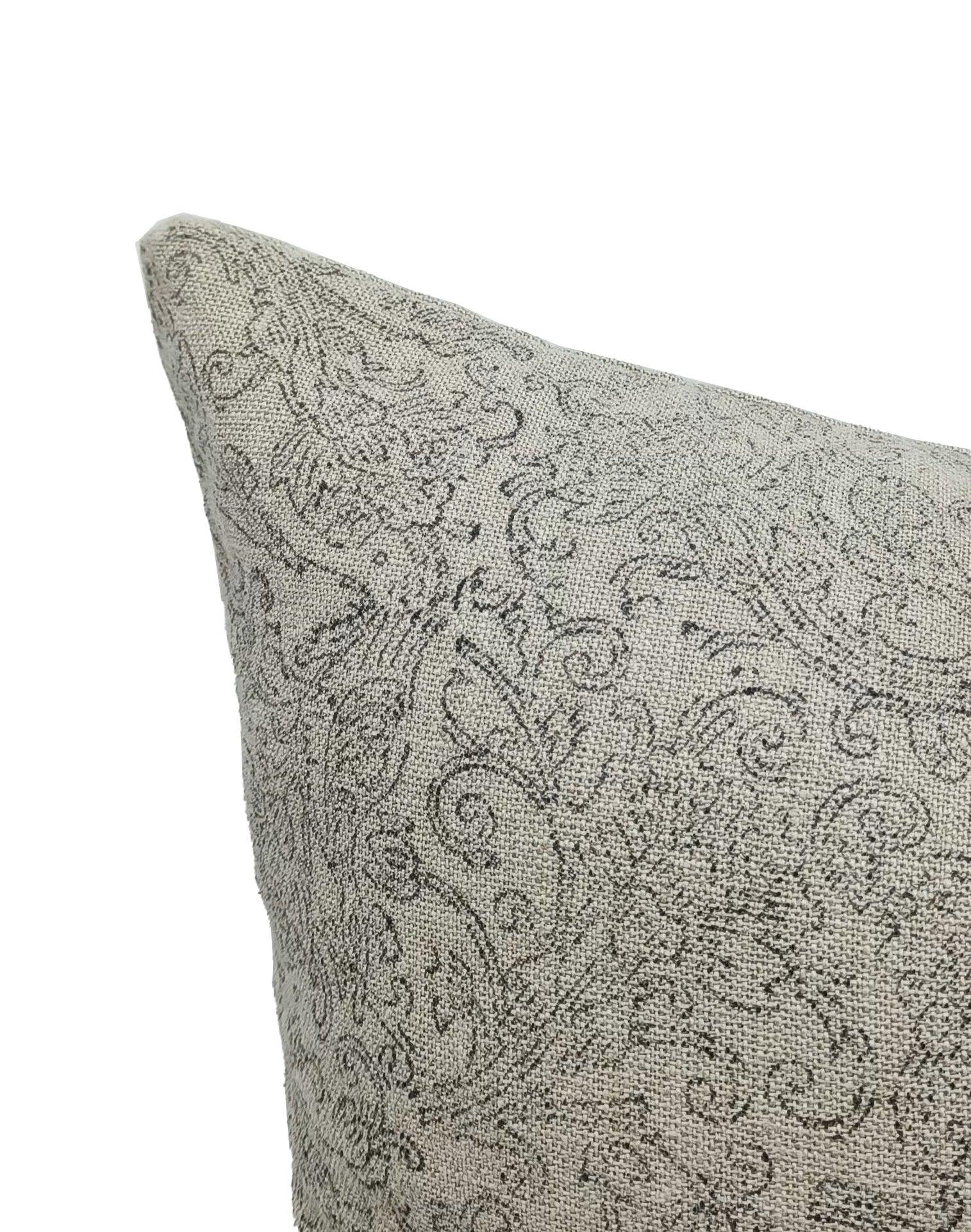 Heavy Linen block print designer boho pillow/cushion cover- SANGANERI JAAL - Fabdivine