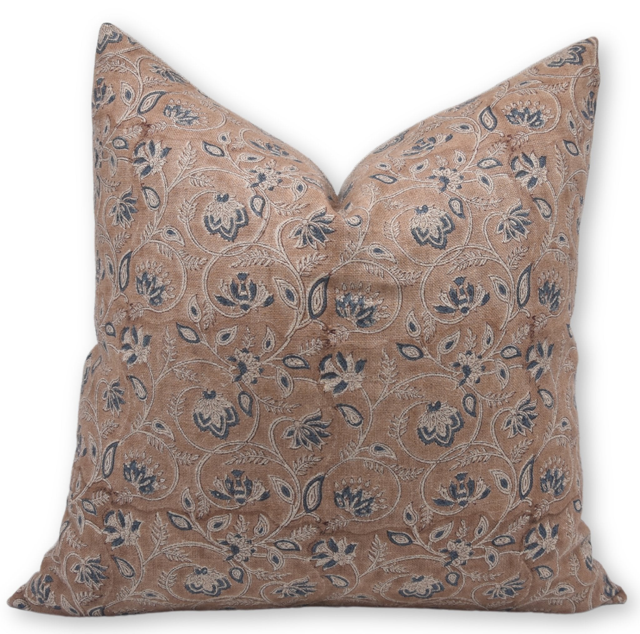 Block print Pillow cover for sofa, couch or bed- heavy linen- SARASWATI - Fabdivine