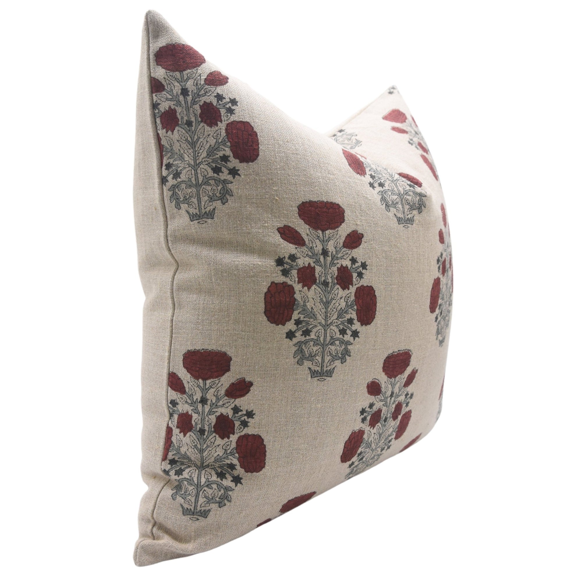 Swadesh Designer Collection: Hand Block Print Thick Linen Throw Pillow Cover - Fabdivine