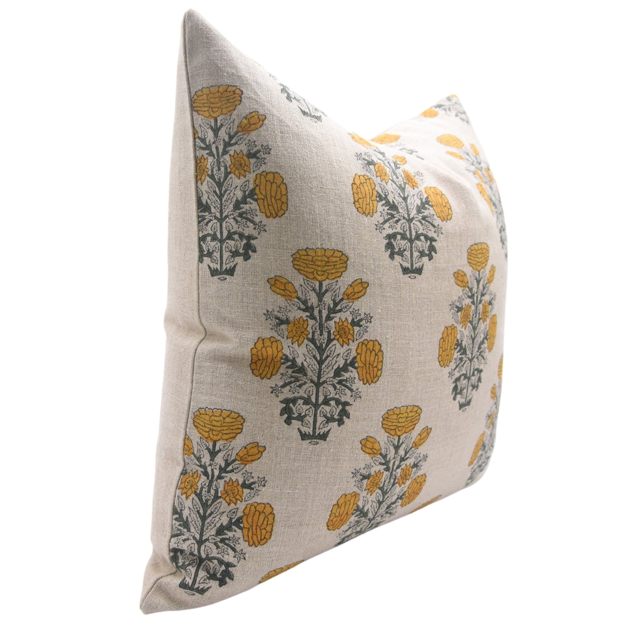 SWADESH Square/Lumber block print pillow cover in Thick Linen - Fabdivine