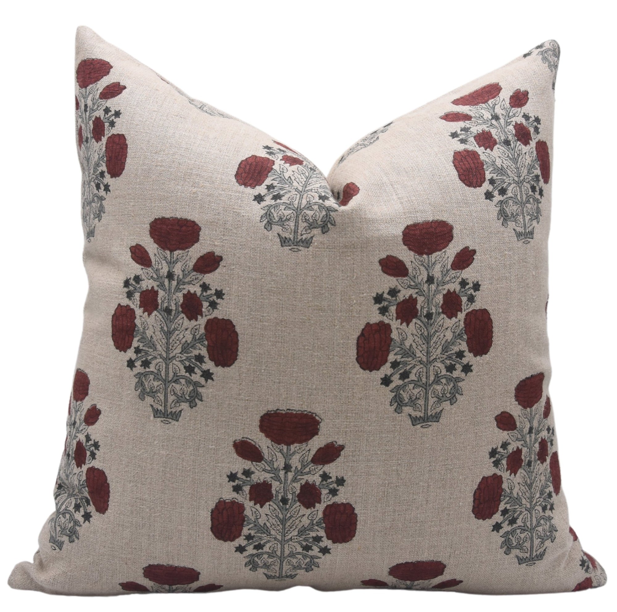 Swadesh Designer Collection: Hand Block Print Thick Linen Throw Pillow Cover - Fabdivine