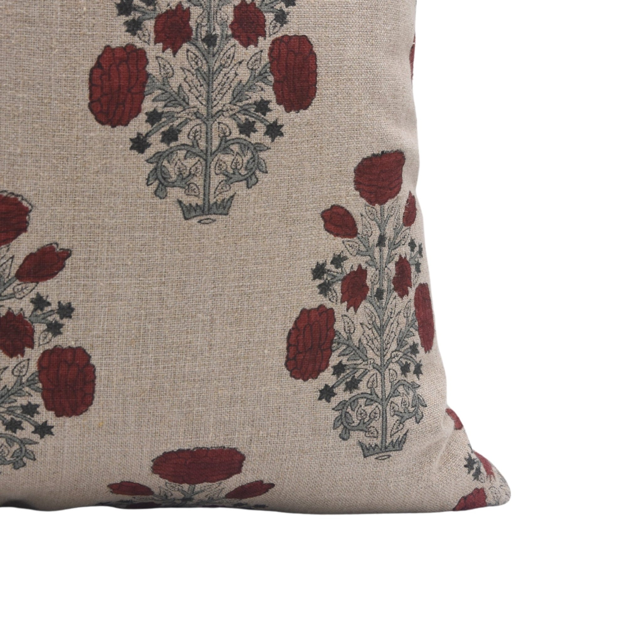 Swadesh Designer Collection: Hand Block Print Thick Linen Throw Pillow Cover - Fabdivine