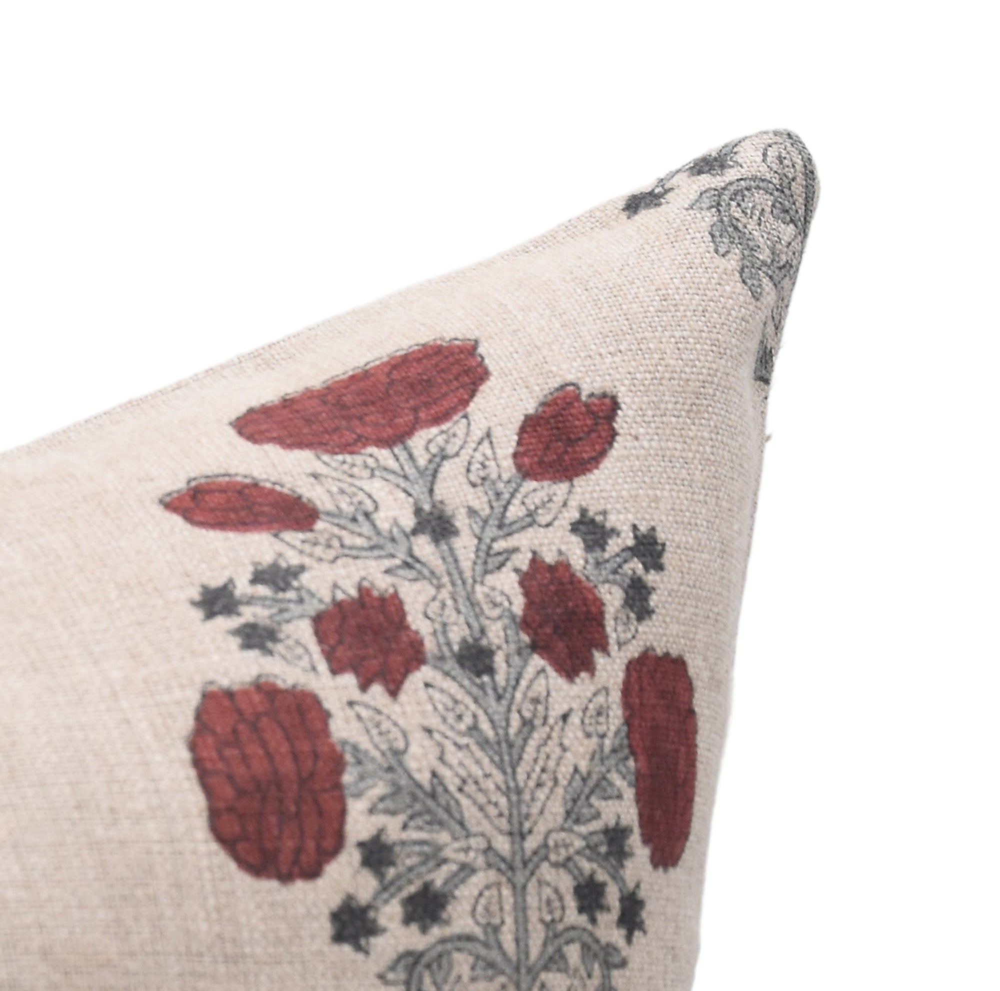 Swadesh Designer Collection: Hand Block Print Thick Linen Throw Pillow Cover - Fabdivine