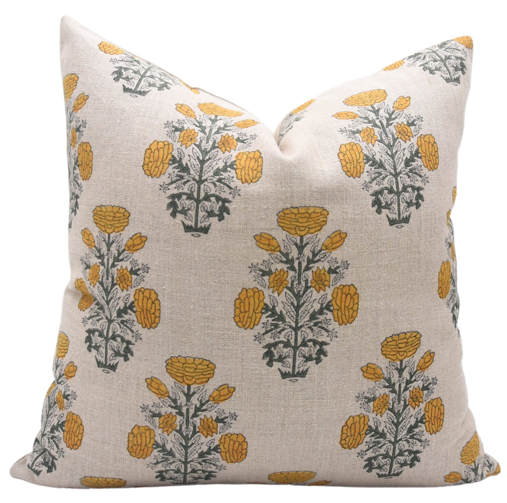 SWADESH Square/Lumber block print pillow cover in Thick Linen - Fabdivine