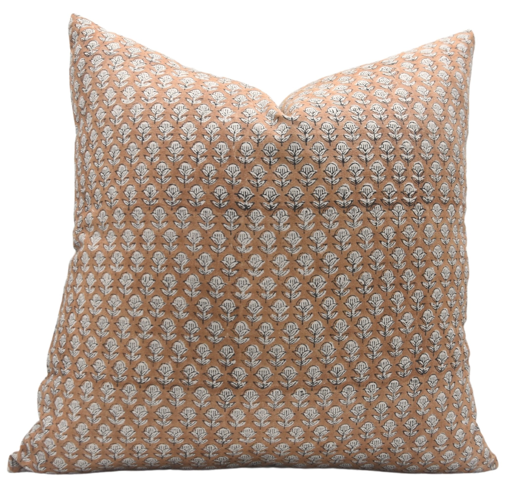 Designer Throw Pillow Cover in Hand Block Print Thick Linen - TARANGINI - Fabdivine